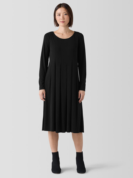 Stretch Silk Jersey Ballet Neck Dress
