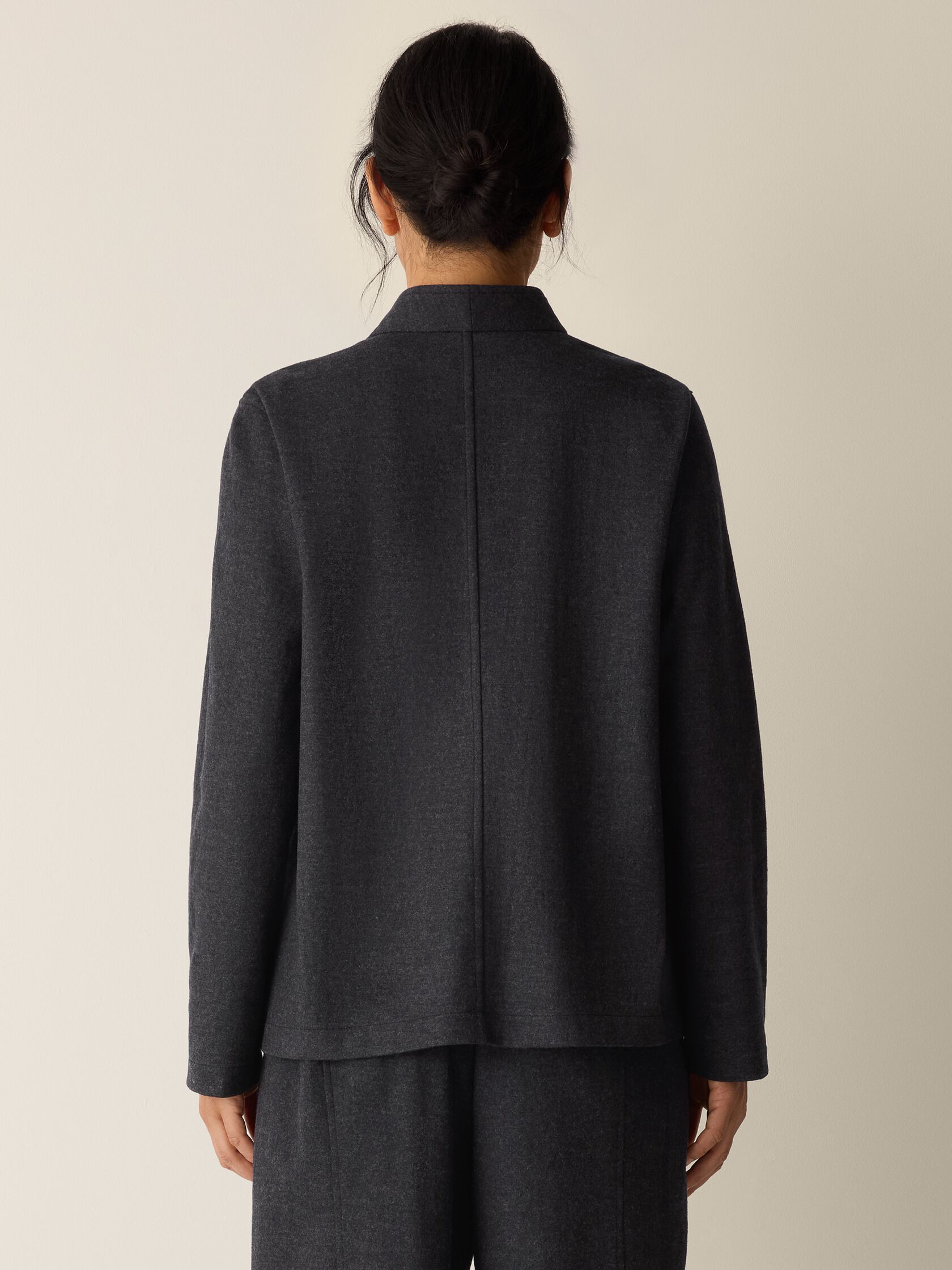 Mélange Boiled Wool Jersey High Collar Jacket in Regenerative Wool