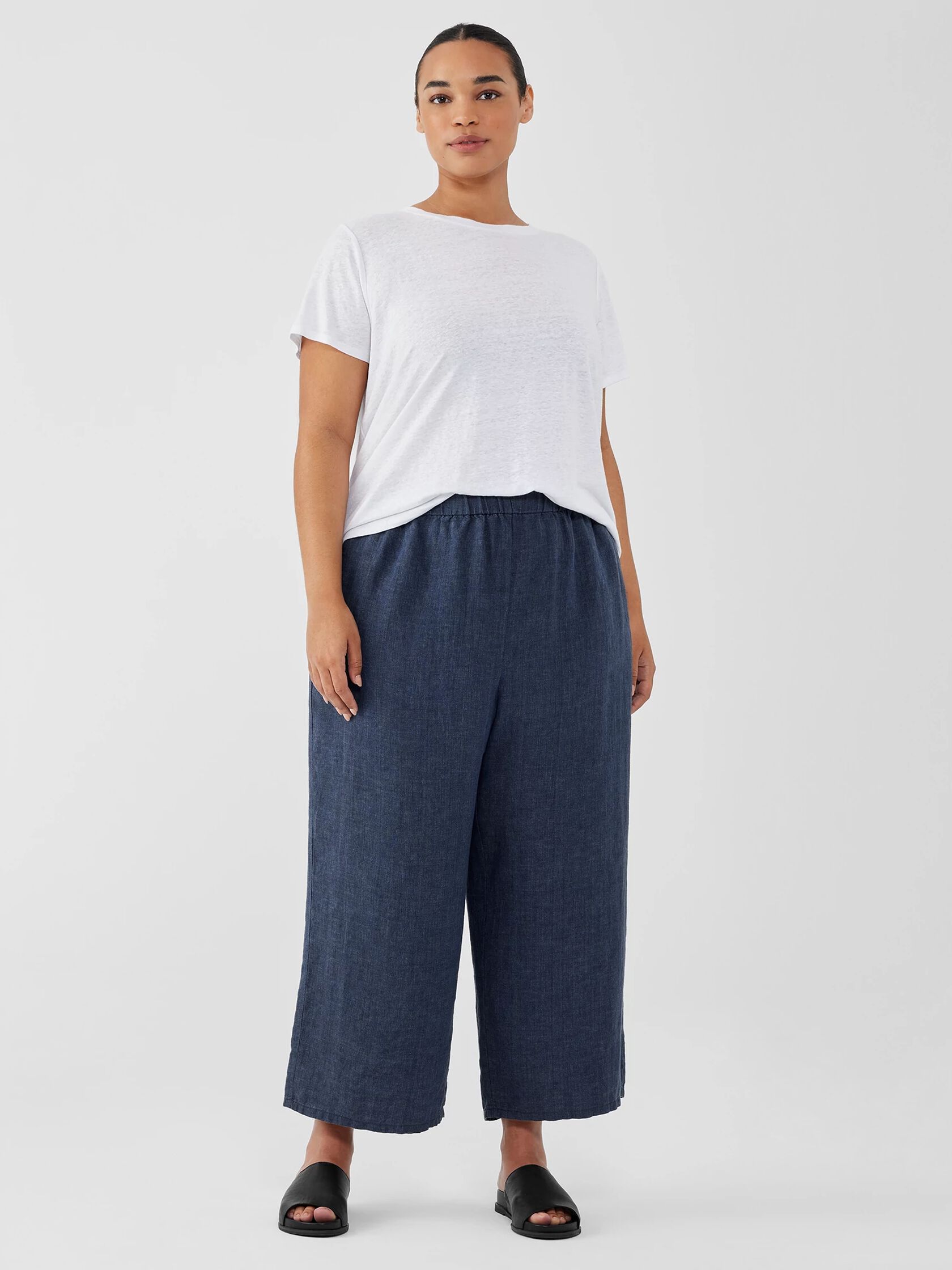 Washed Organic Linen Délavé Wide-Leg Pant