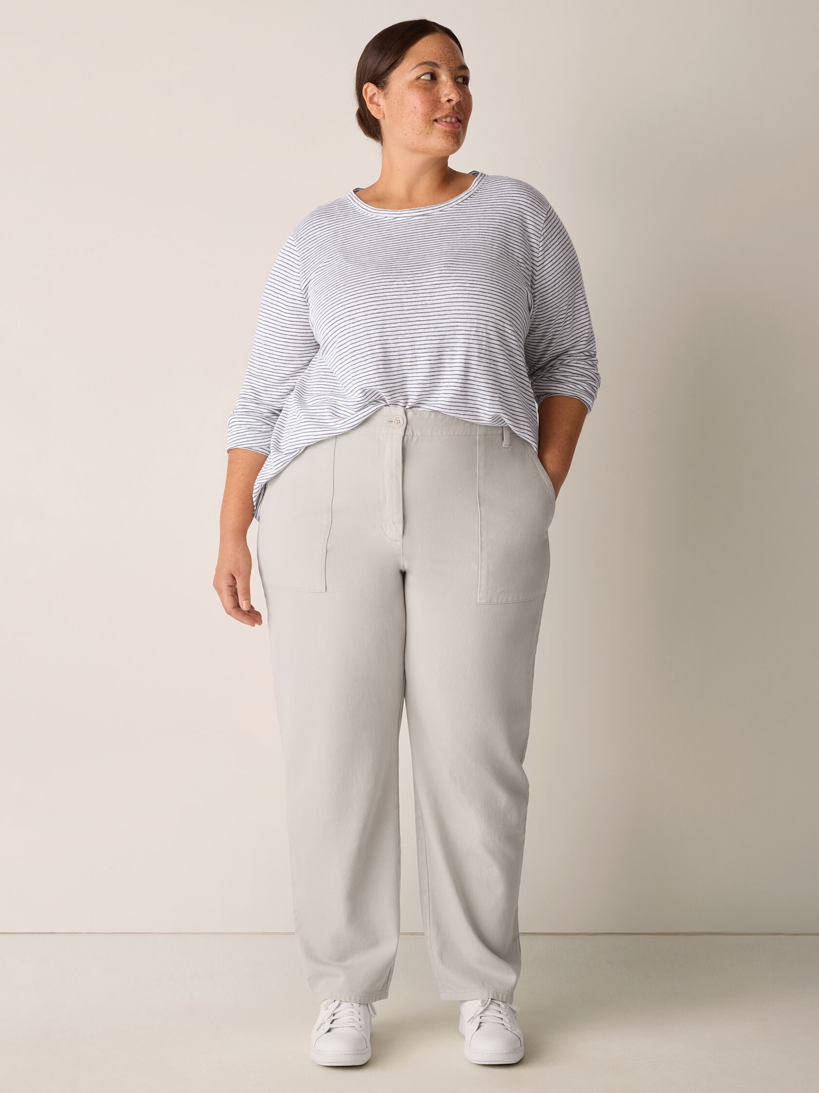 Striped Organic Linen Jersey Long-Sleeve Tee