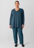 Fine Stretch Jersey Knit V-Neck Long Top