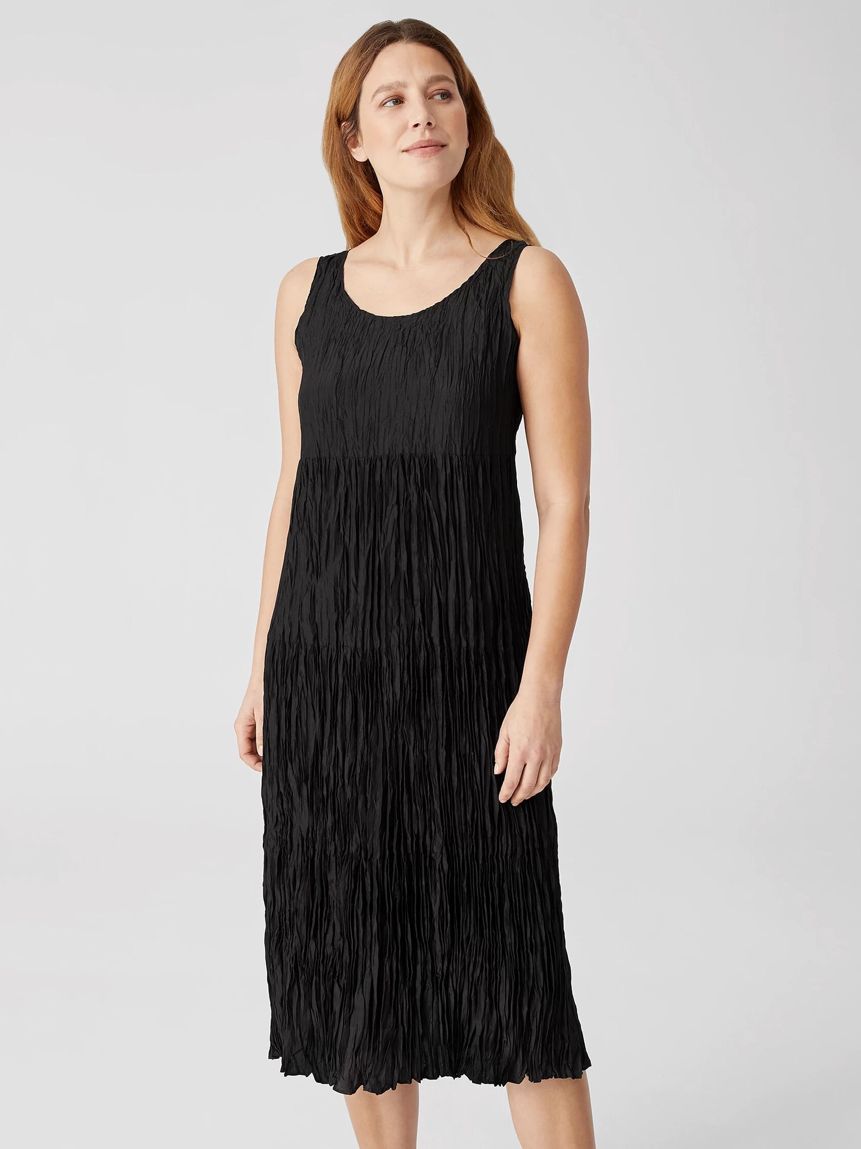 Crushed Silk Habutai Tiered Dress