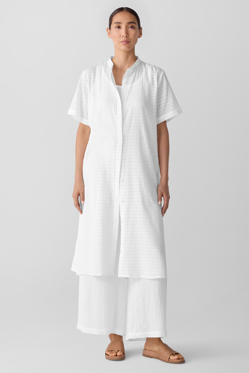 Organic Cotton Voile Box Band Collar Shirt Organic Cotton Voile Box Band Collar Shirt