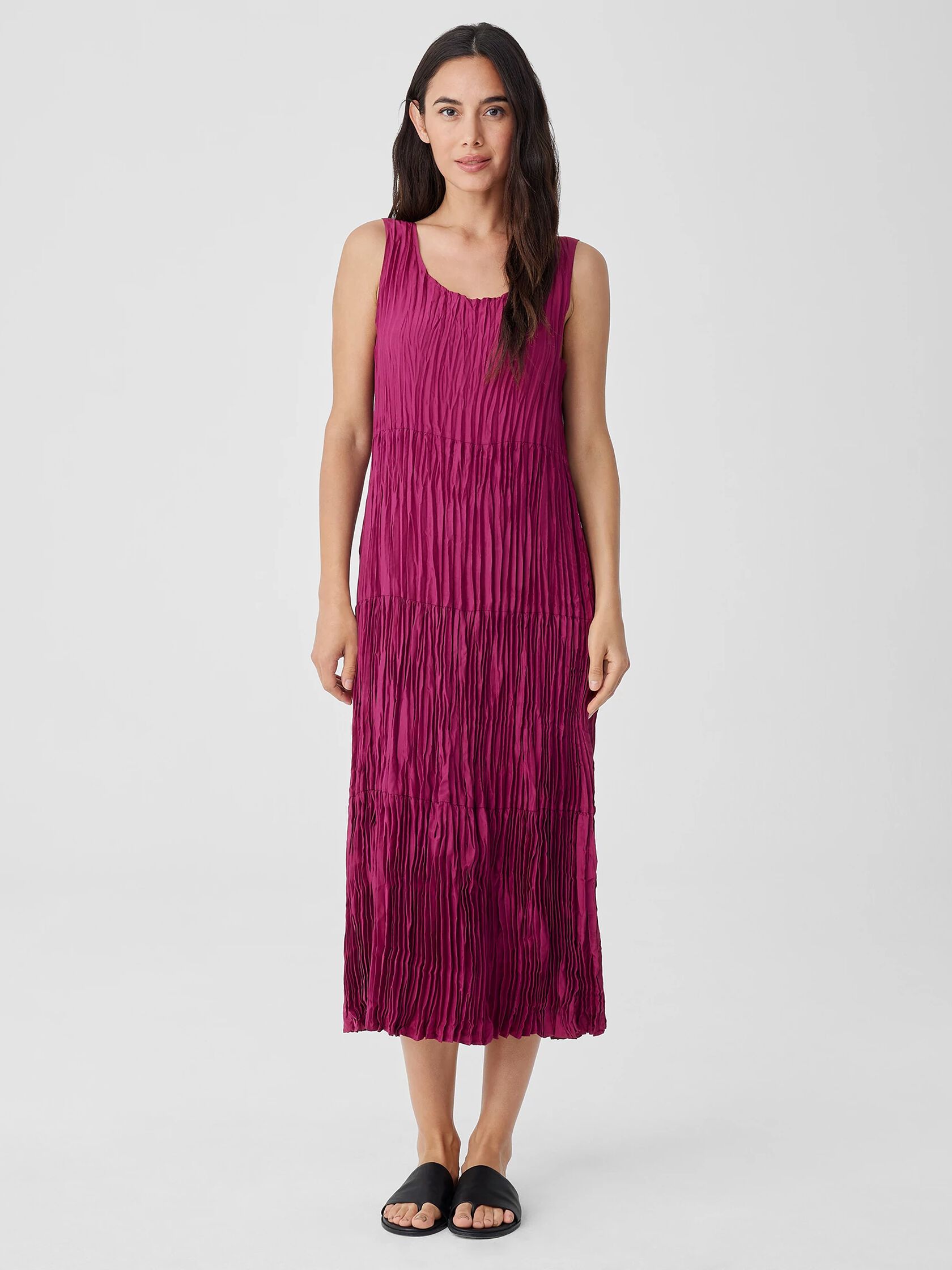 Crushed Silk Tiered Dress