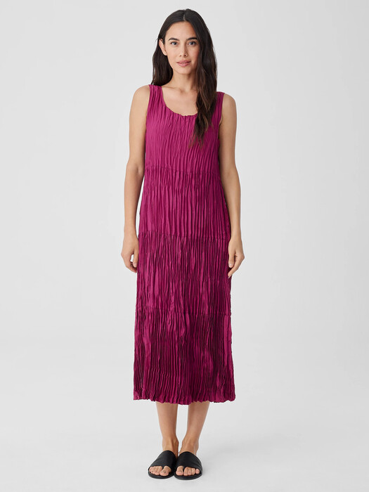 Crushed Silk Tiered Dress