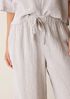 Puckered Organic Linen Stripe Wide-Leg Pant