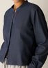 Airy Organic Cotton Twill Band Collar Shirt