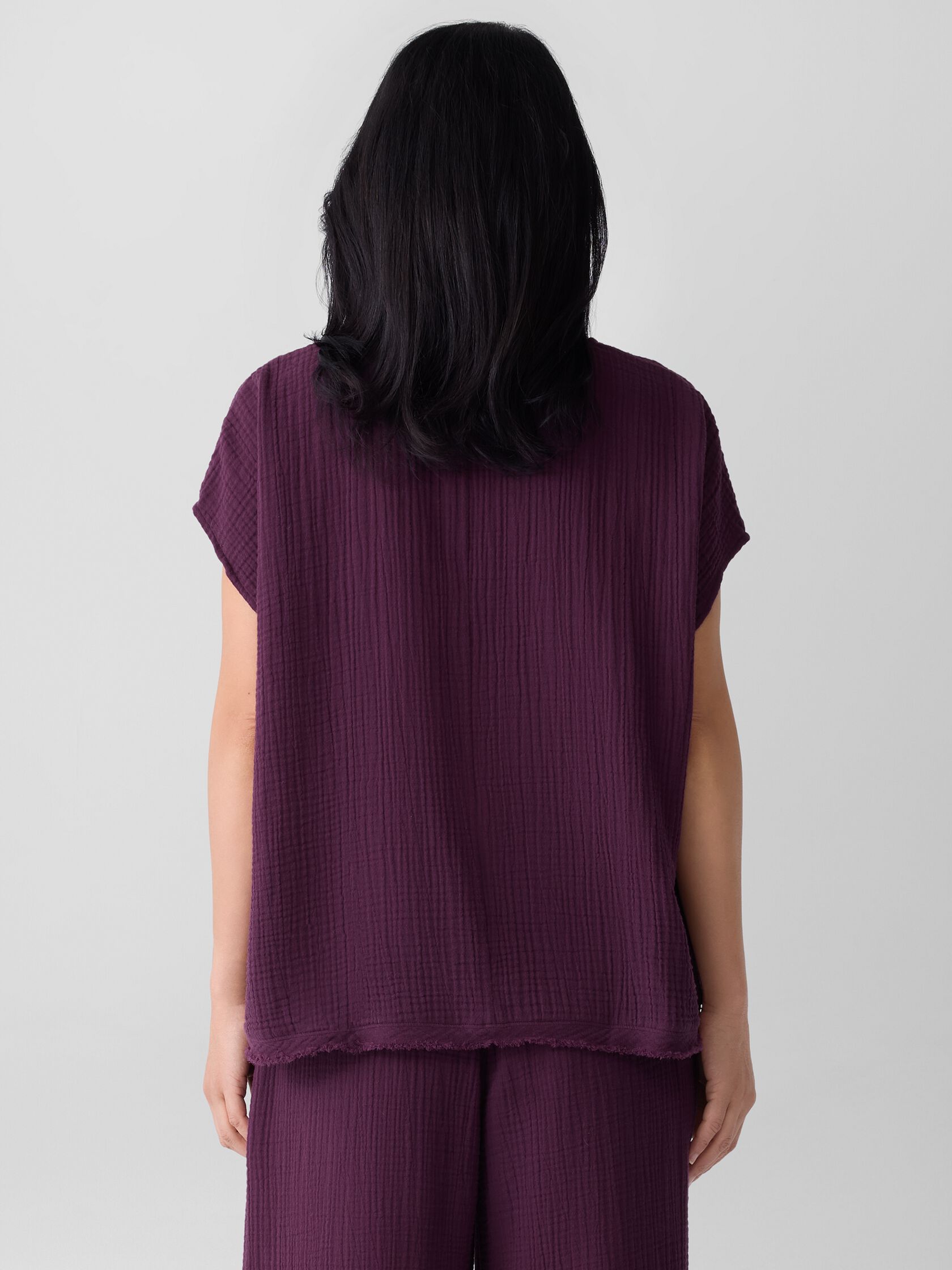 Organic Cotton Lofty Gauze V-Neck Square Top