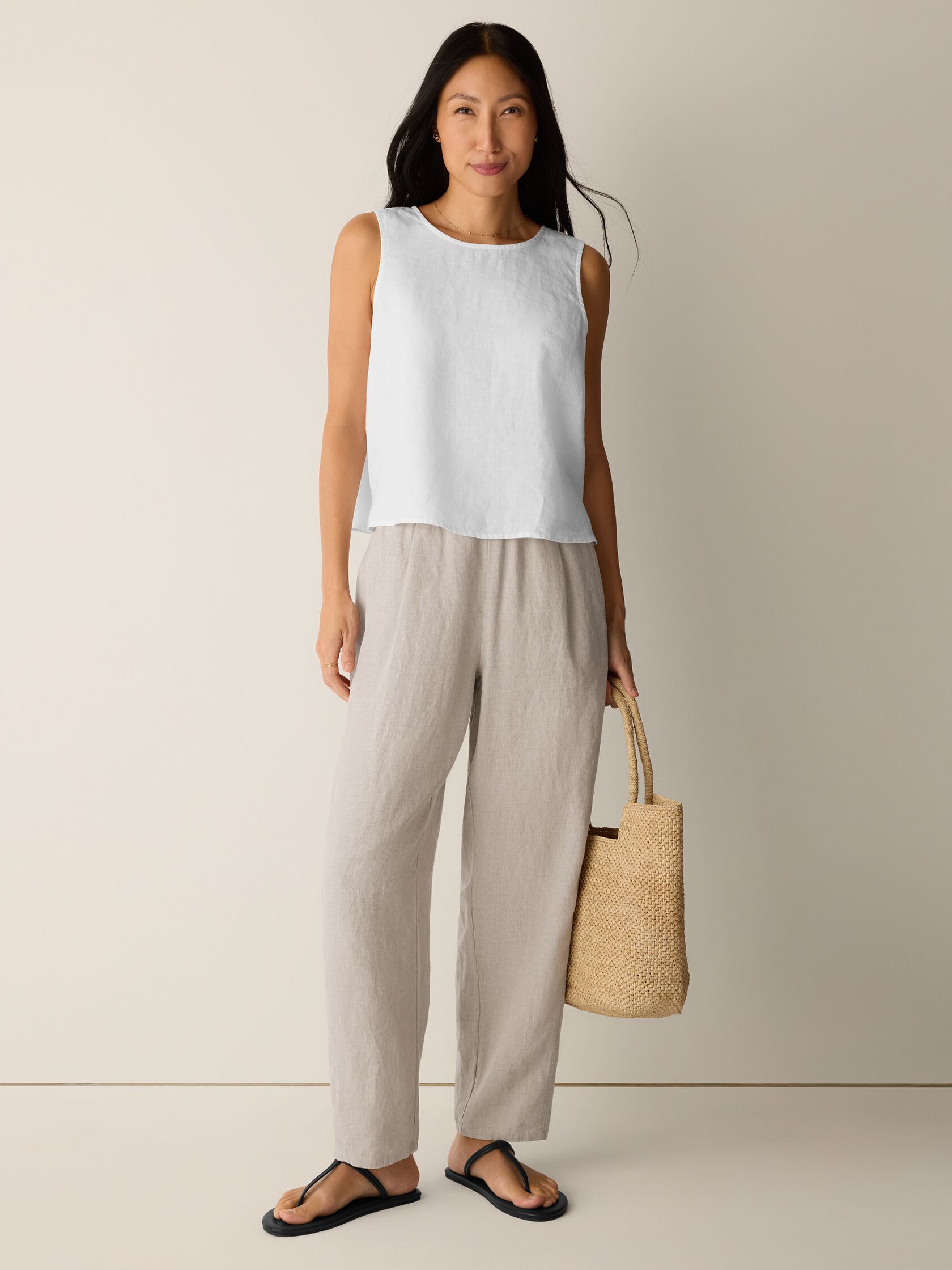 Organic Linen Pleated Lantern Pant