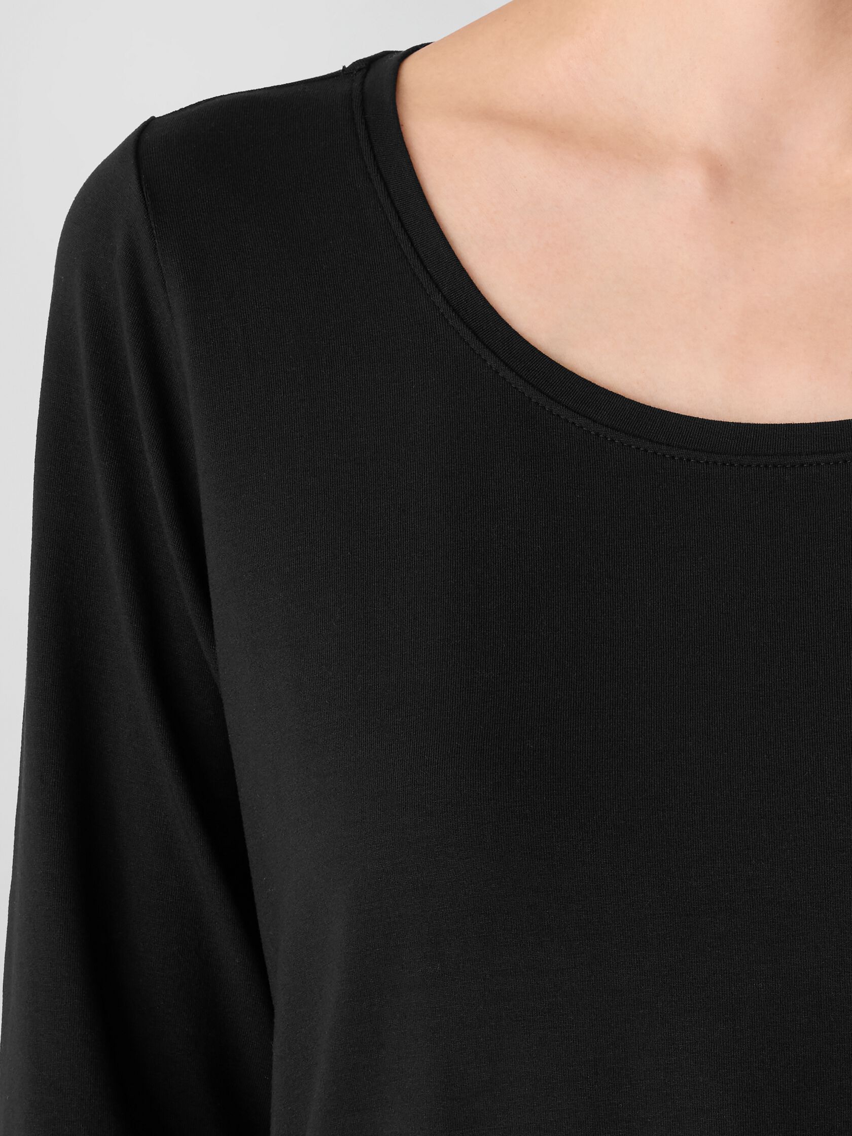 Stretch Jersey Knit Scoop Neck Top