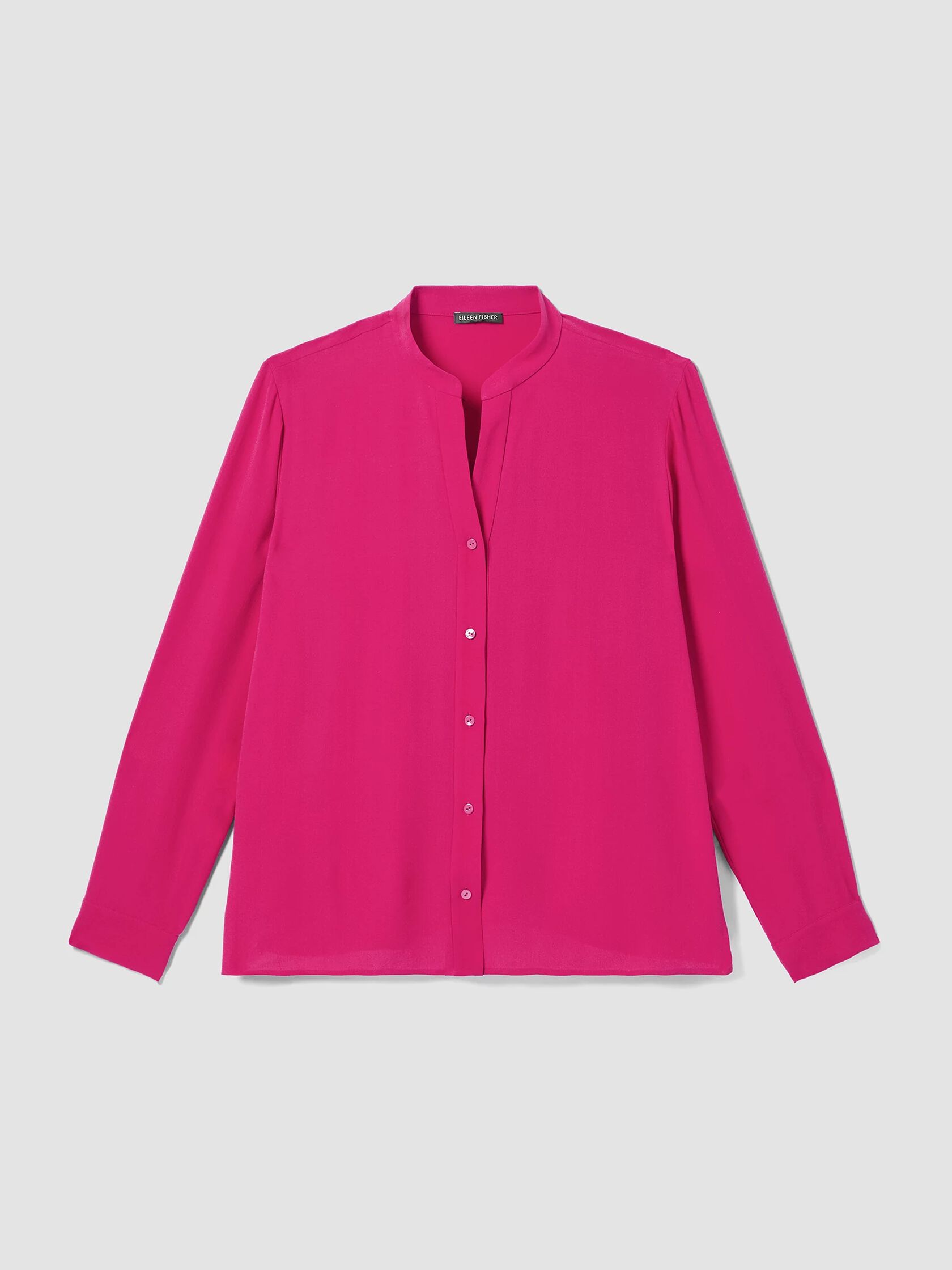 Silk Georgette Crepe Shirred-Back Shirt