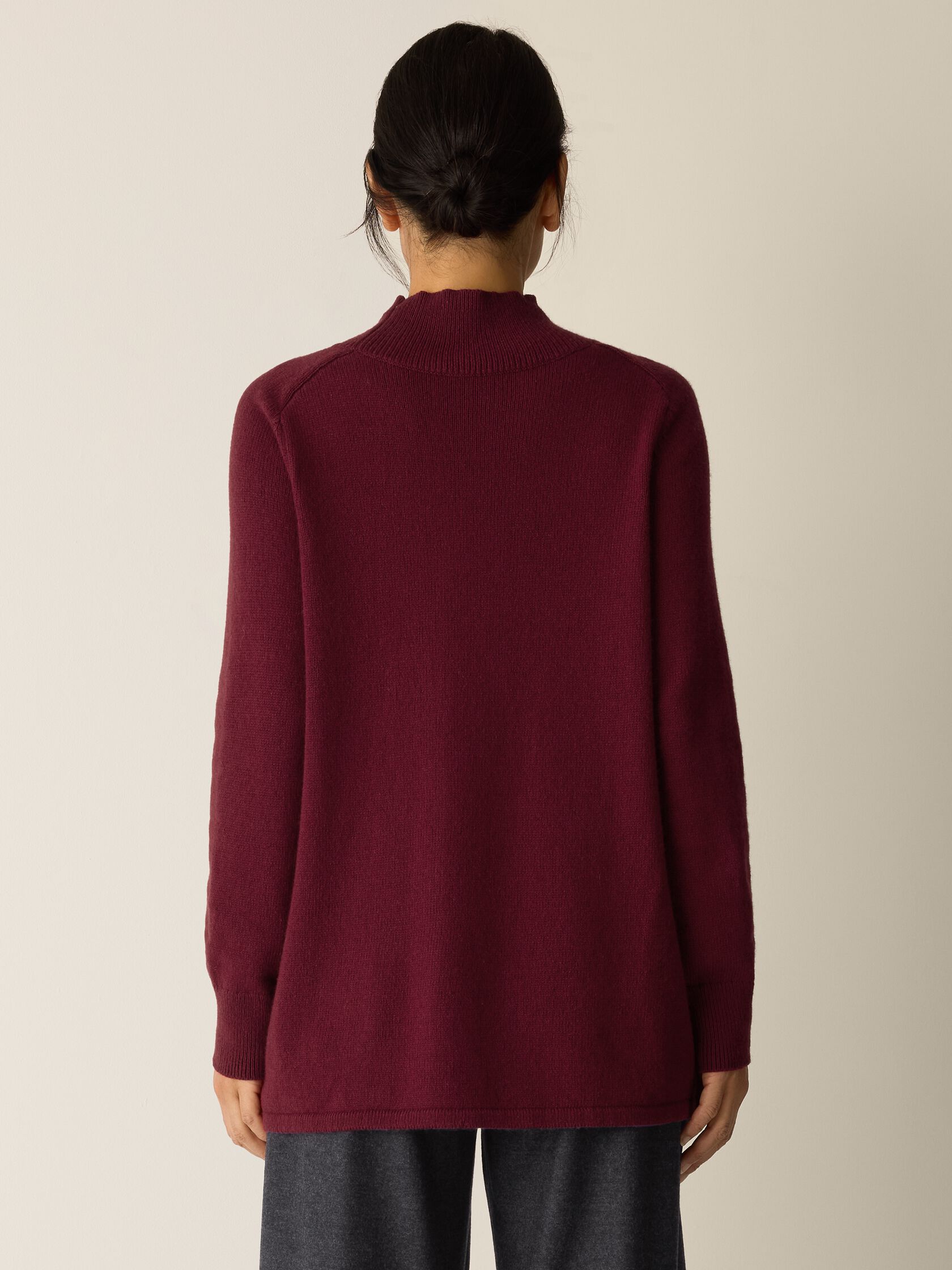 Cotton & Recycled Cashmere Turtleneck Long Top