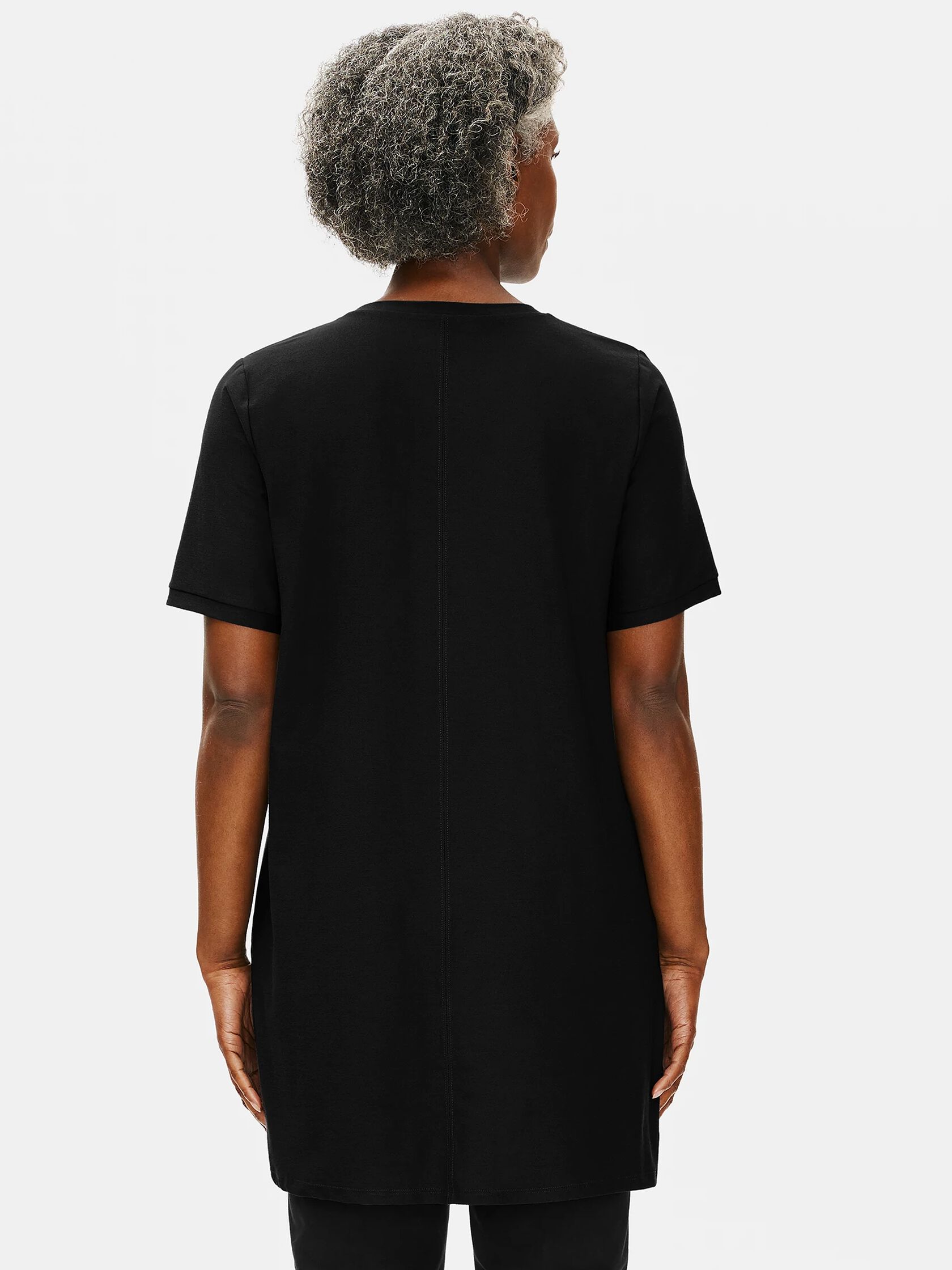 Lightweight Washable Stretch Crepe Crew Neck Tunic