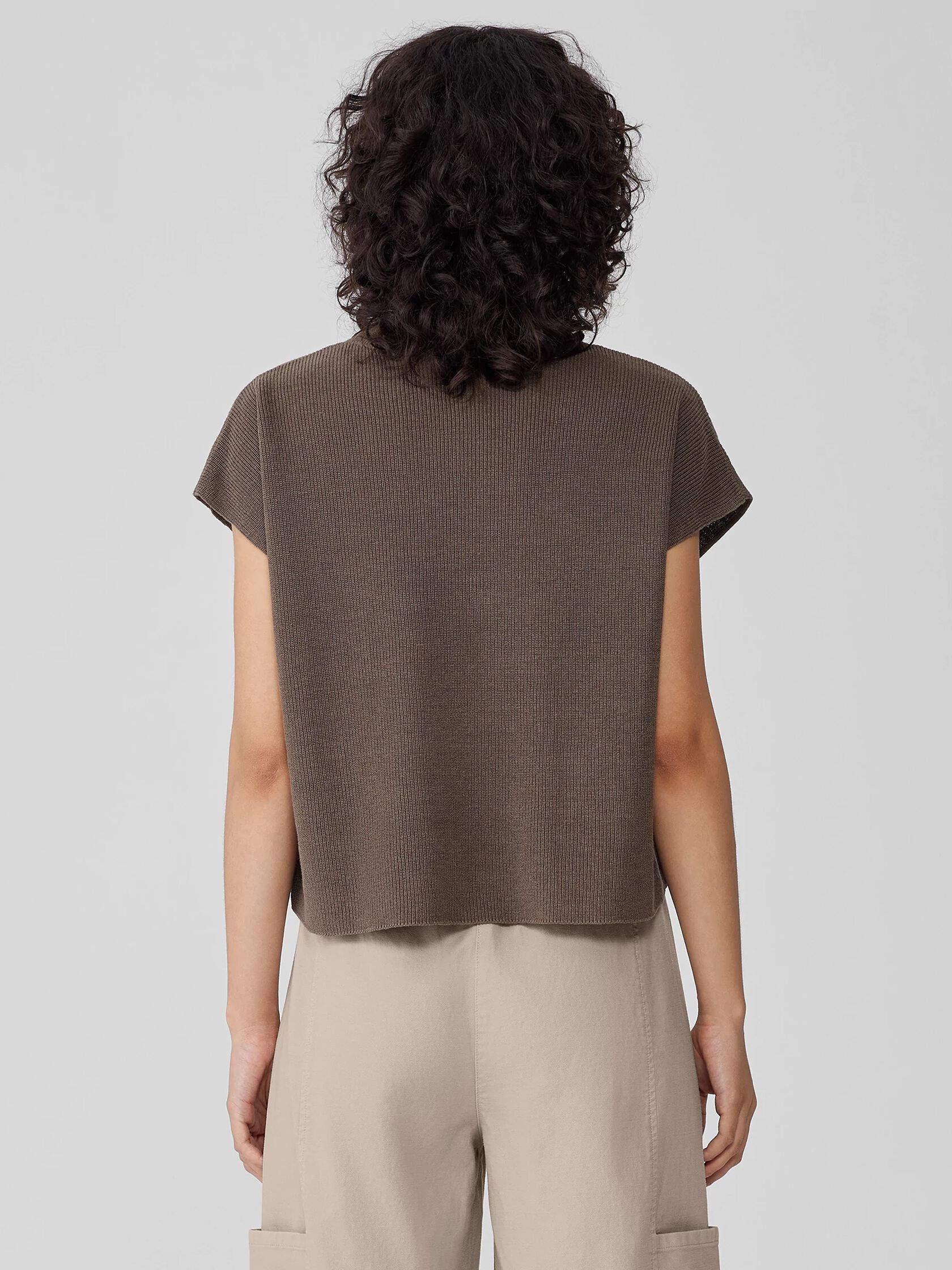 Organic Linen Cotton Mock Neck Top