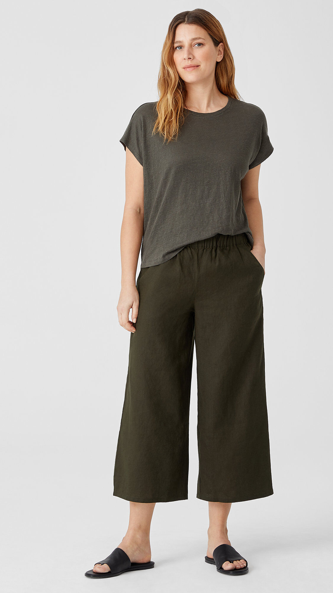 Eileen fisher wide leg linen pants outlet