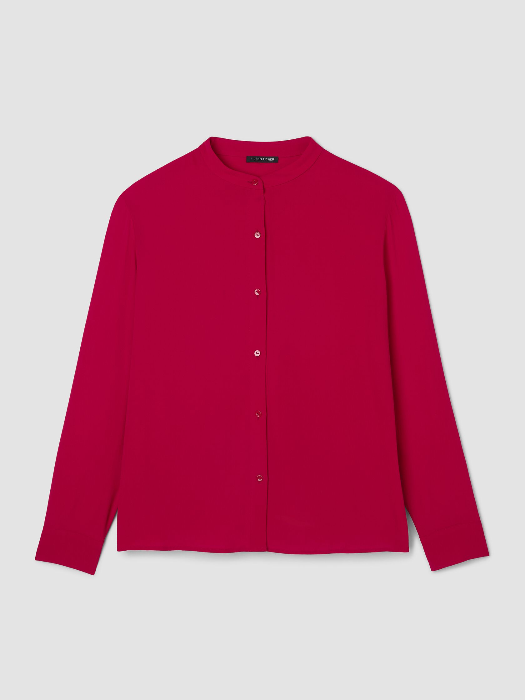 Silk Georgette Crepe Band Collar Top