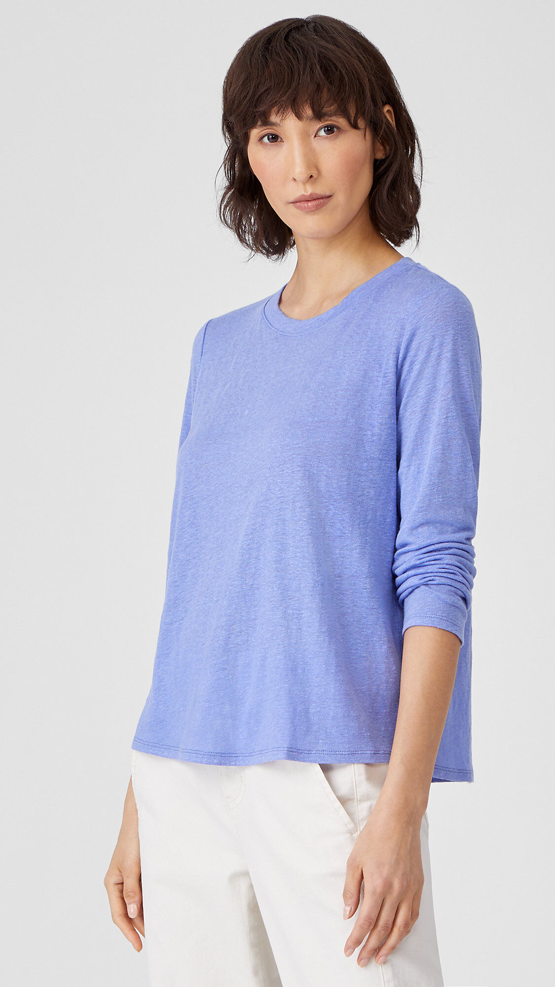Organic Linen Jersey Crew Neck Top EILEEN FISHER