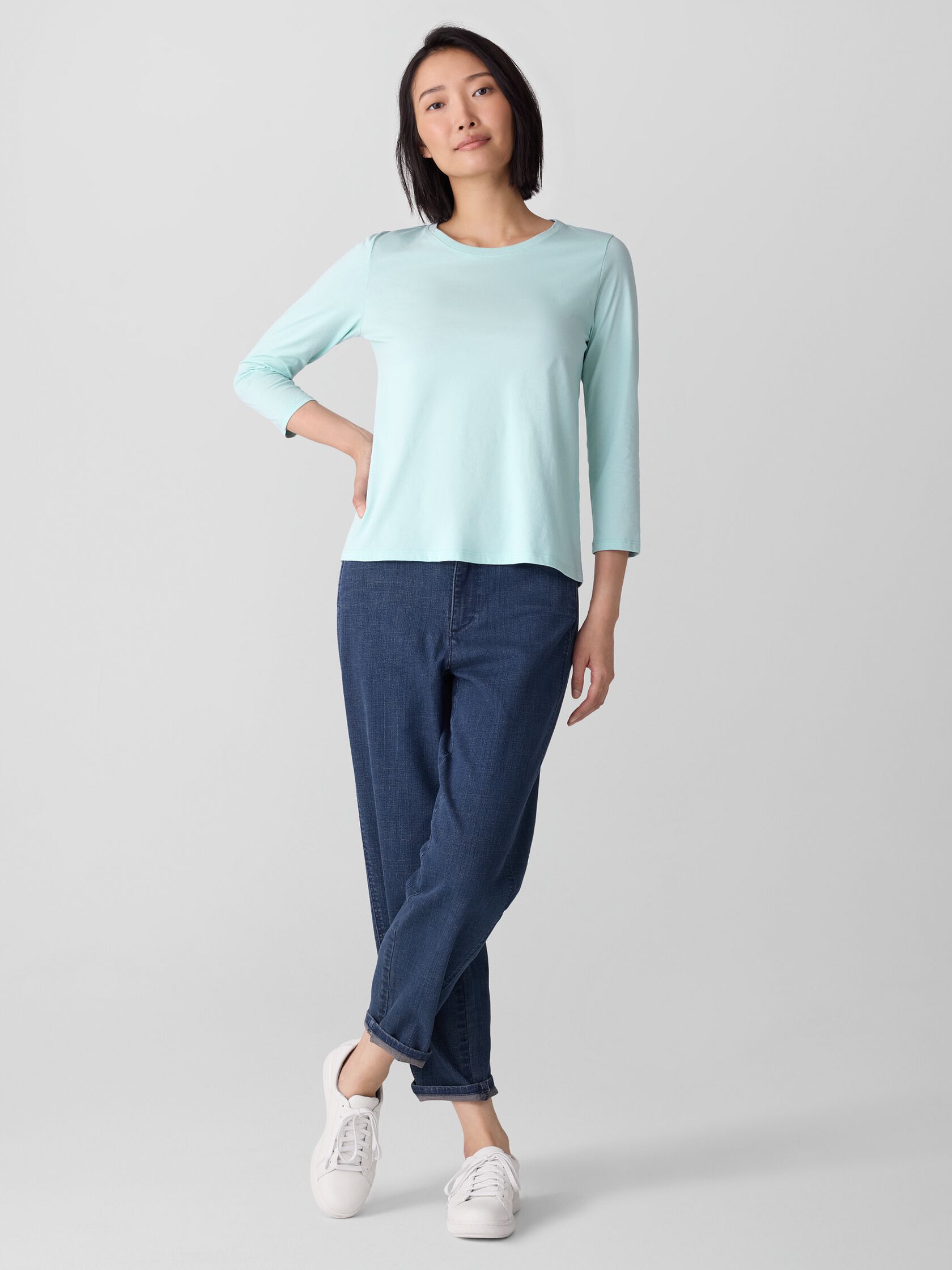 Organic Pima Cotton Jersey 3/4-Sleeve Tee