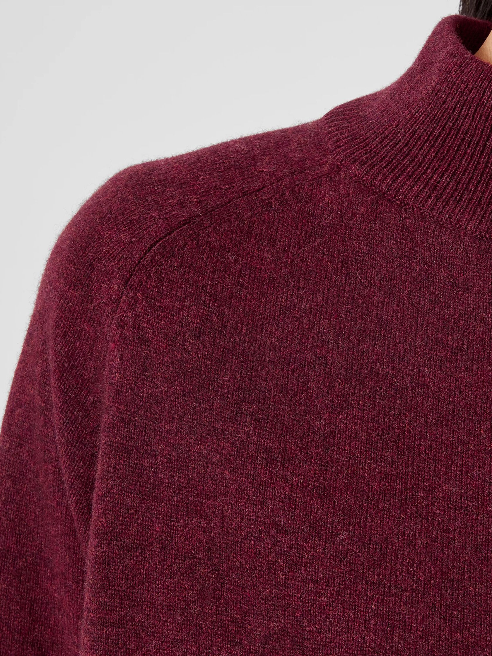 Recycled Cashmere Wool Mock Neck Box-Top