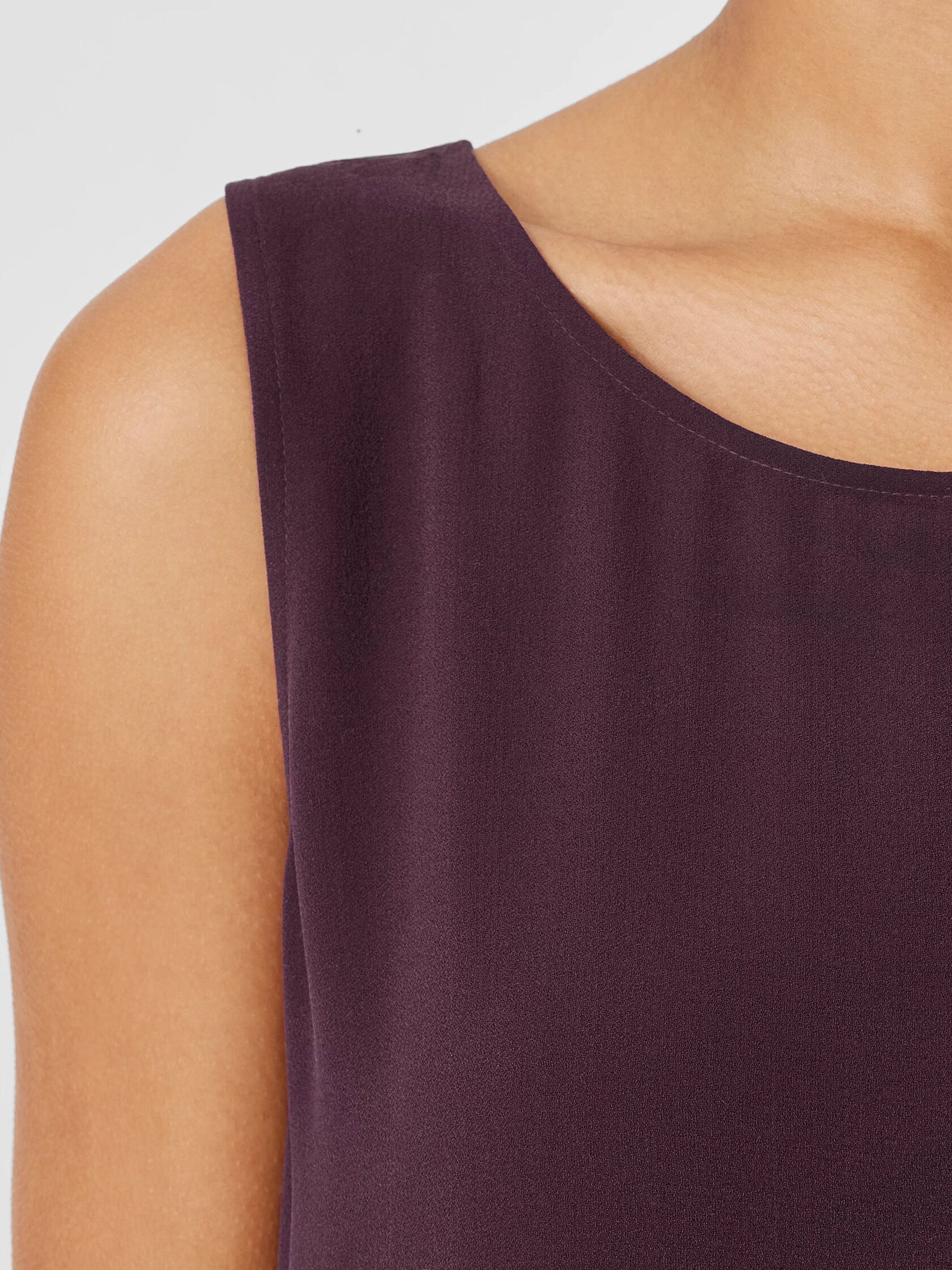 Silk Georgette Crepe Ballet Neck Tank