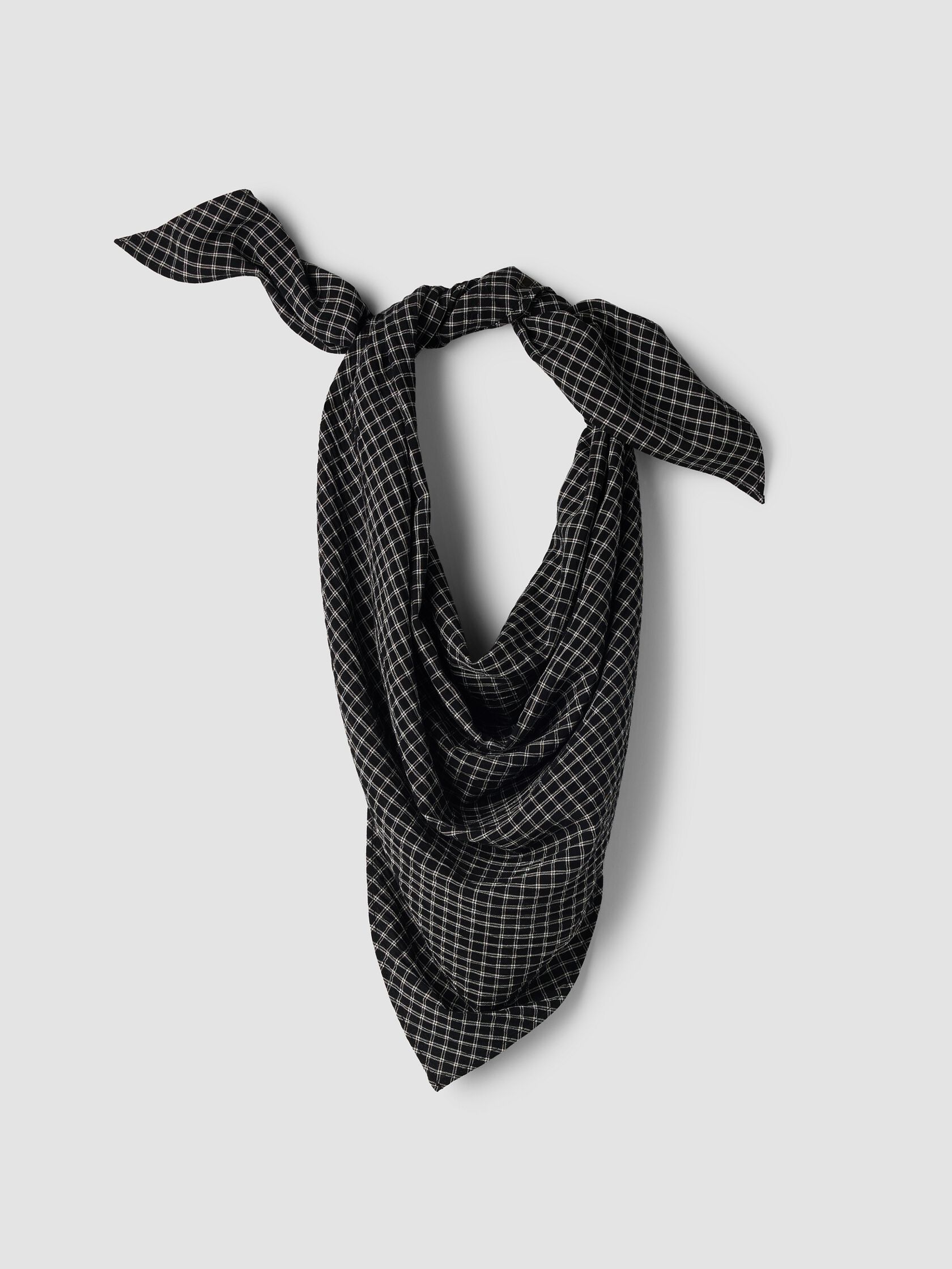 Windowpane Crinkle Weave Triangle Scarf