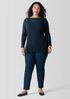 Crinkled Sheer Silk Georgette Bateau Neck Long Top