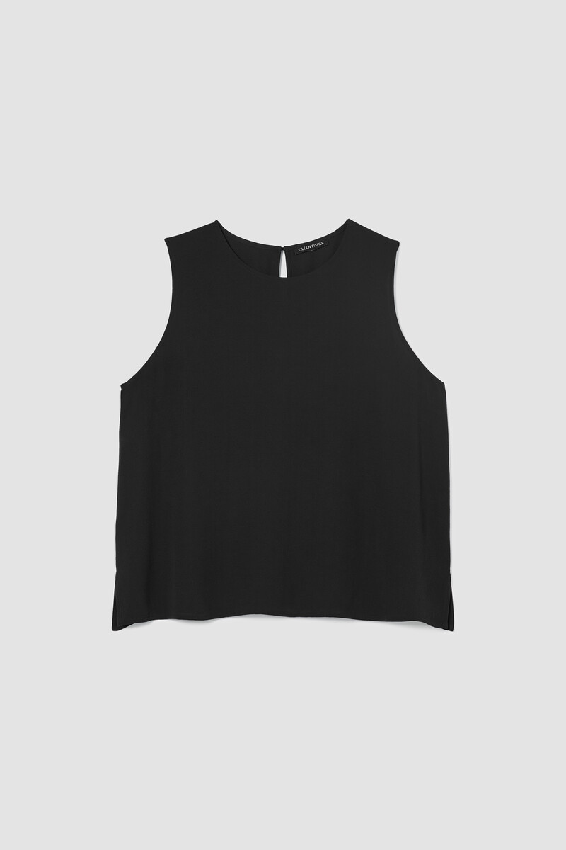 Silk Georgette Crepe Round Neck Tank Silk Georgette Crepe Round Neck Tank