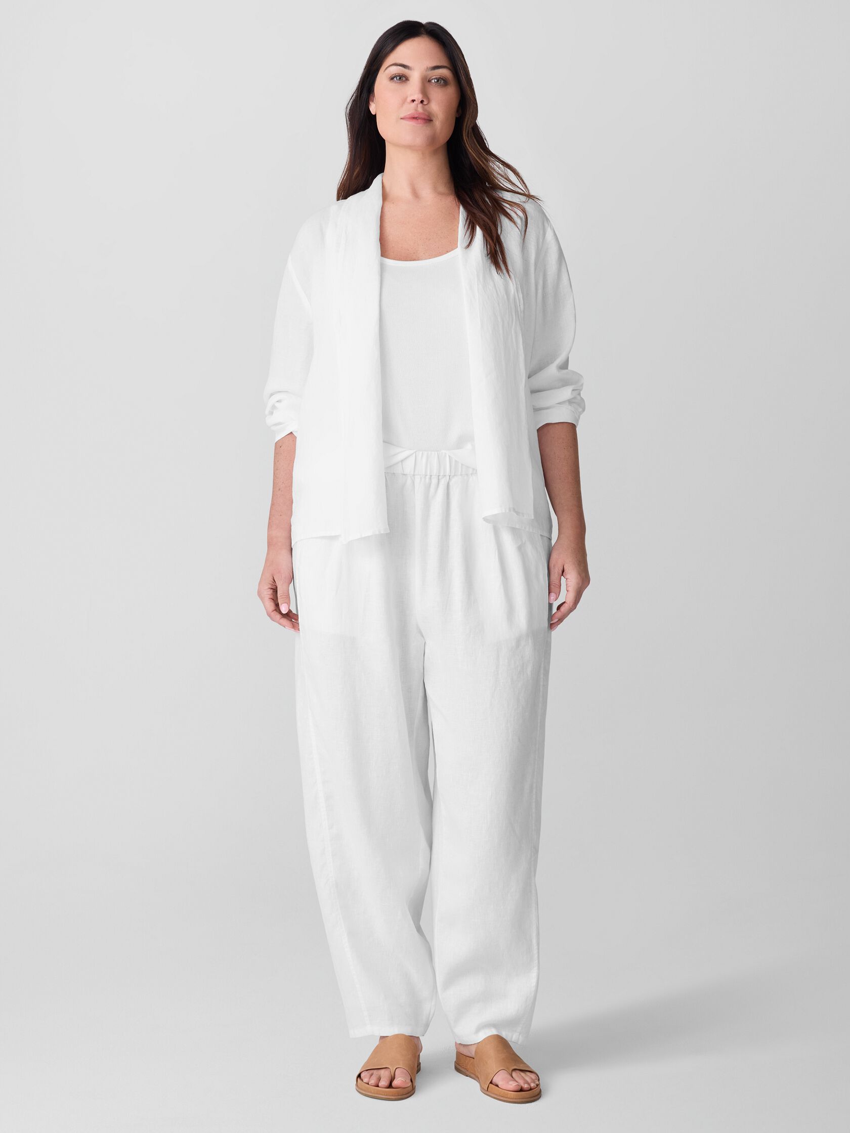 Organic Handkerchief Linen High Collar Jacket