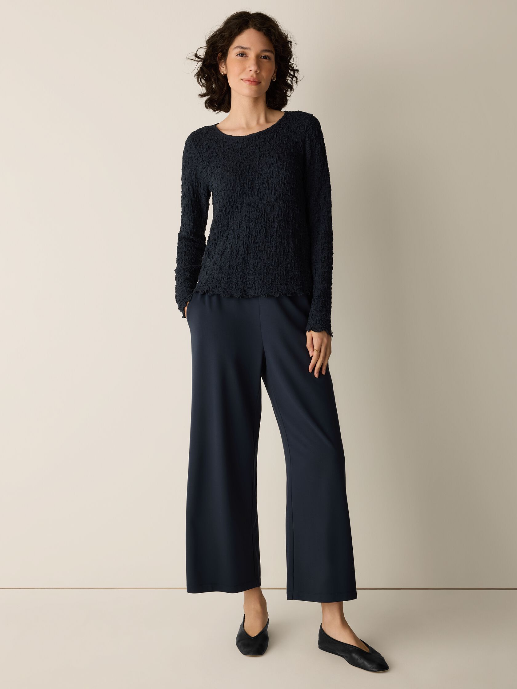 Bubble Jacquard Round Neck Top