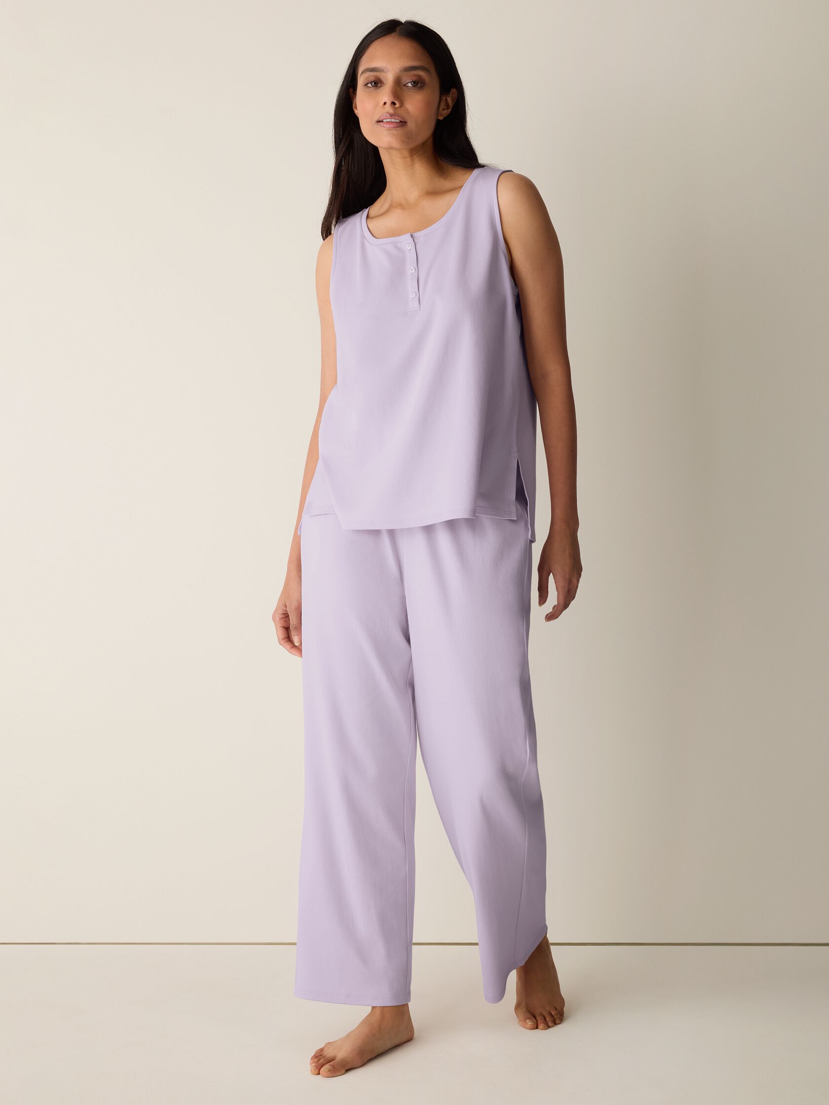 Organic Cotton Interlock Henley Sleep Tank