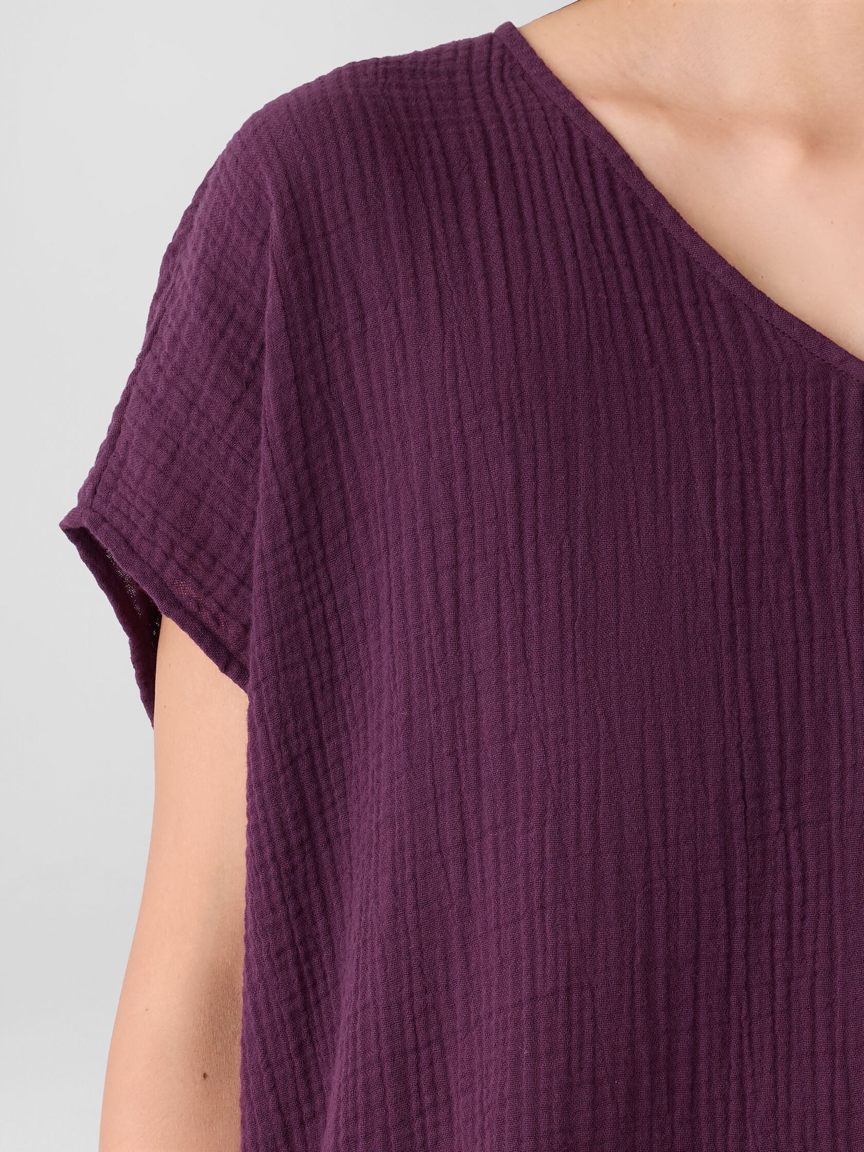Organic Cotton Lofty Gauze V-Neck Square Top