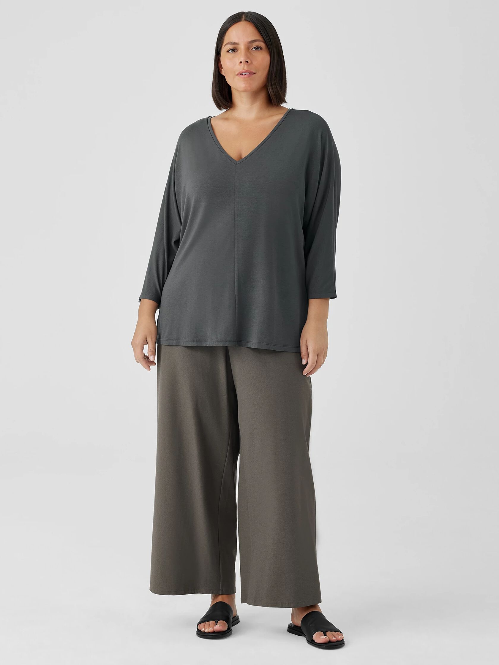 Washable Stretch Crepe Wide-Leg Pant