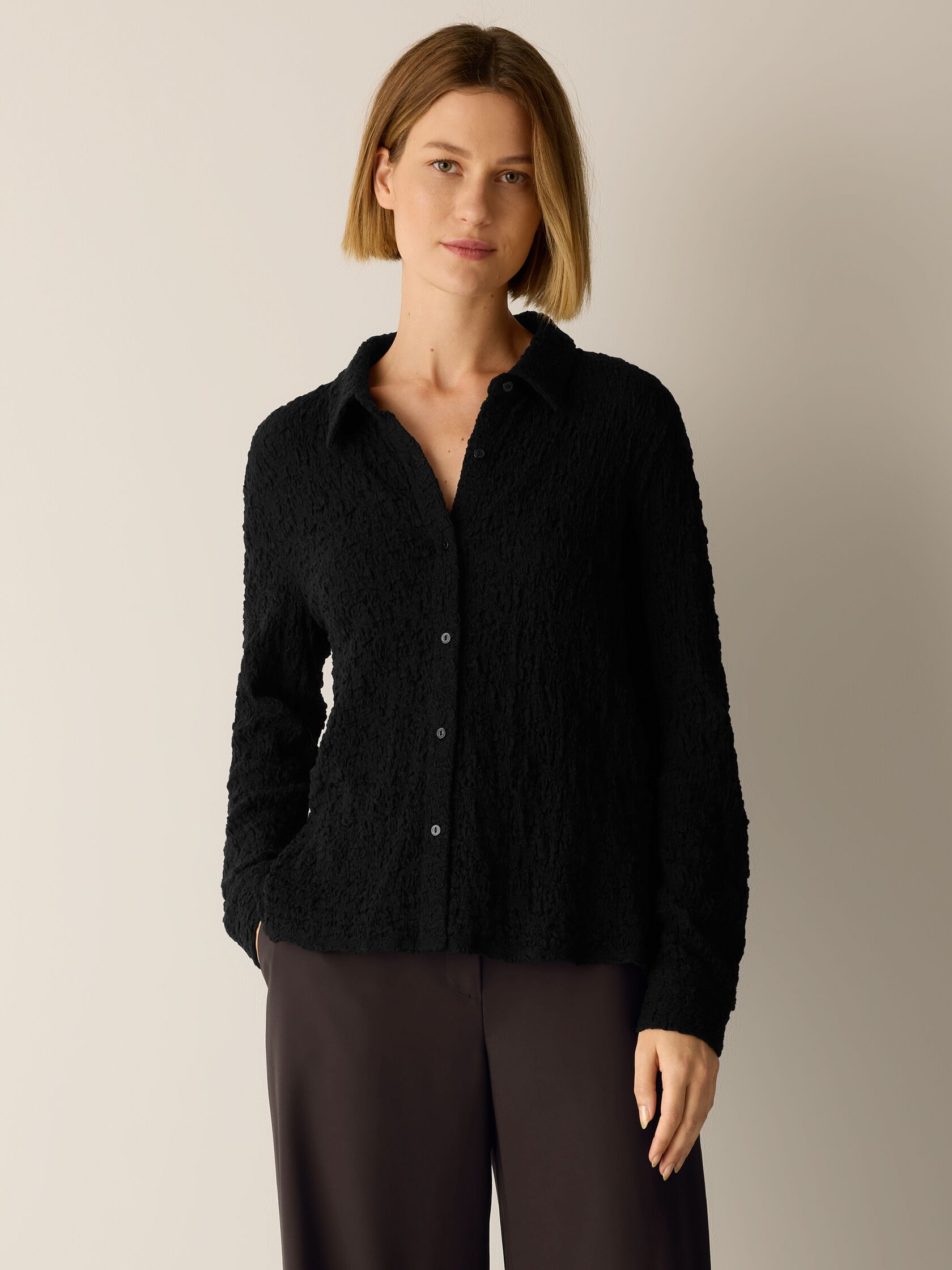 Bubble Jacquard Classic Collar Shirt