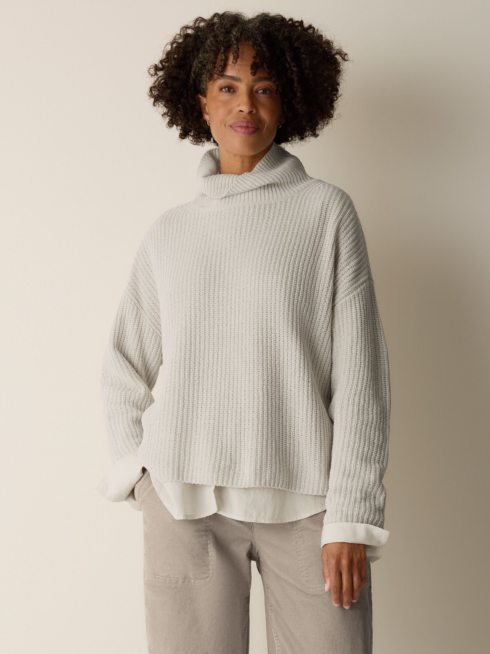 Organic Cotton Chenille Turtleneck Top