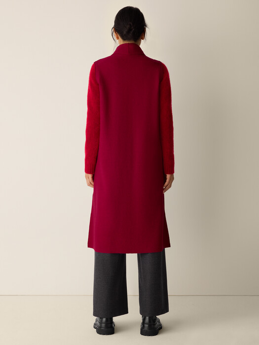 Lightweight Boiled Wool Shawl Collar Vest in Regenerative Wool