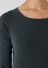 Ribbed Pima Cotton Blend Scoop Neck Top
