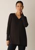 Fine Stretch Jersey Knit V-Neck Long Top