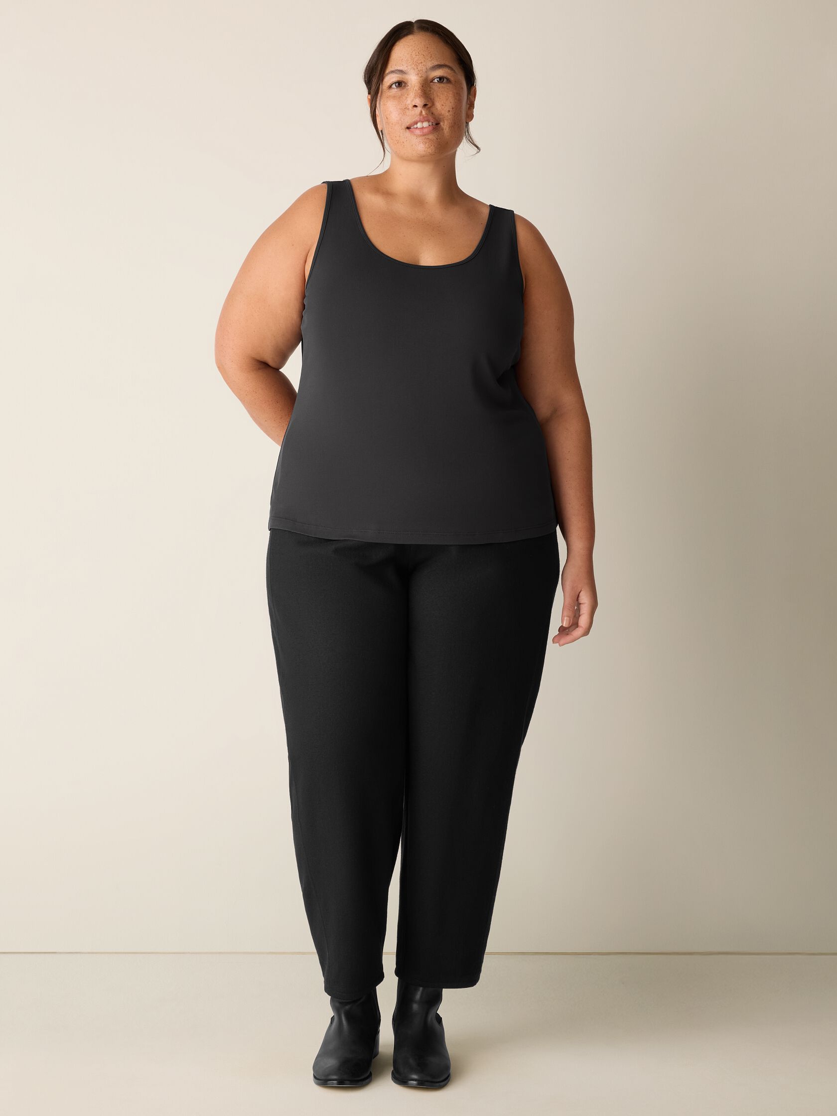 Stretch Silk Jersey Scoop Neck Tank