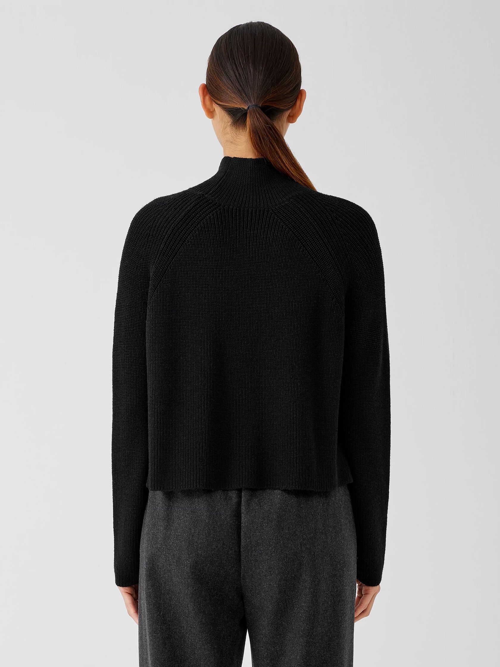 Merino Cropped Turtleneck Top in Regenerative Wool