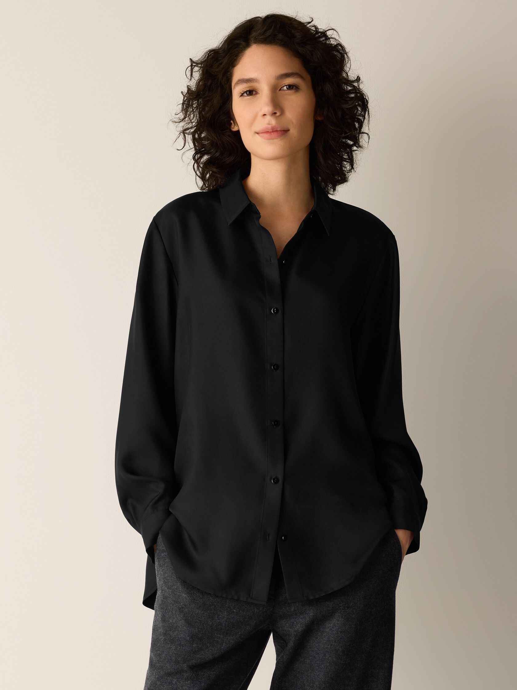 Silk Twill Classic Collar Shirt