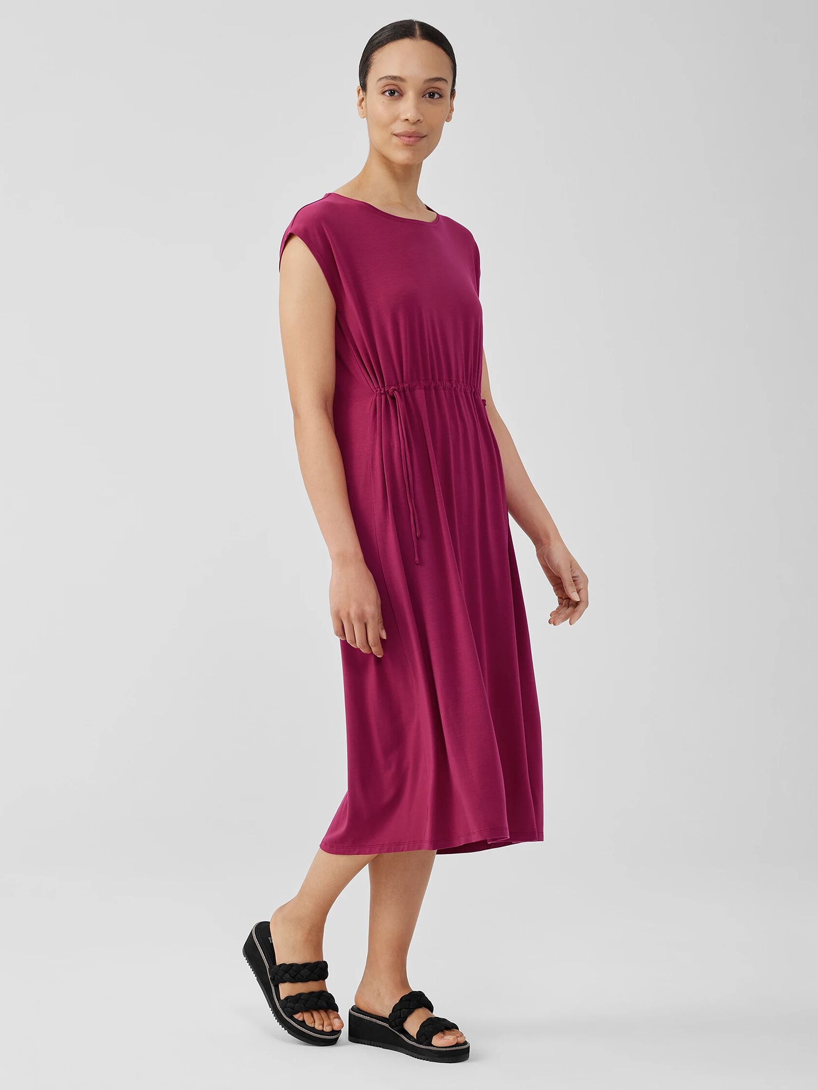 Fine Jersey Jewel Neck Dress