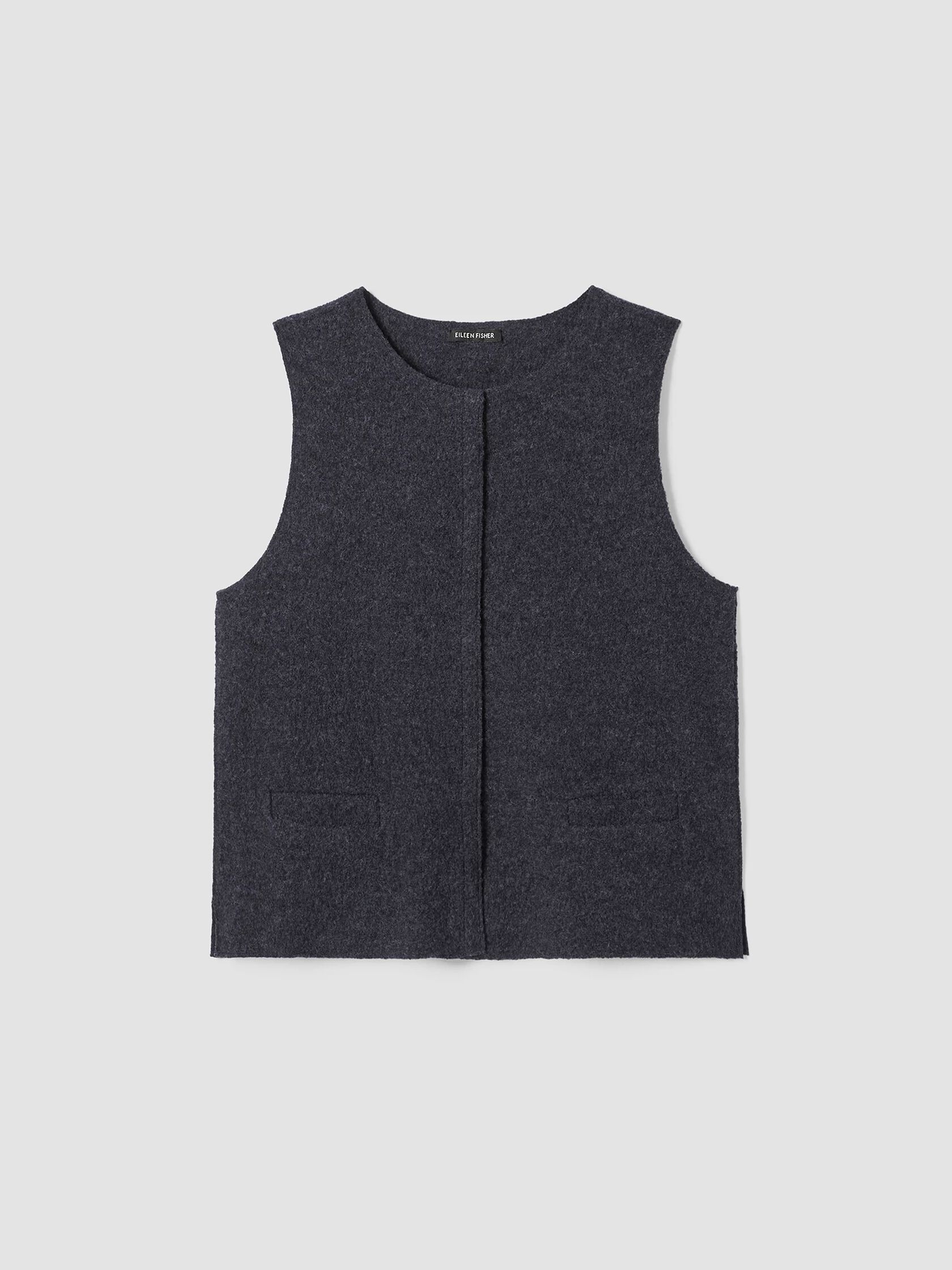 Lightweight Boiled Wool Round Neck Vest in Regenerative Wool | EILEEN ...