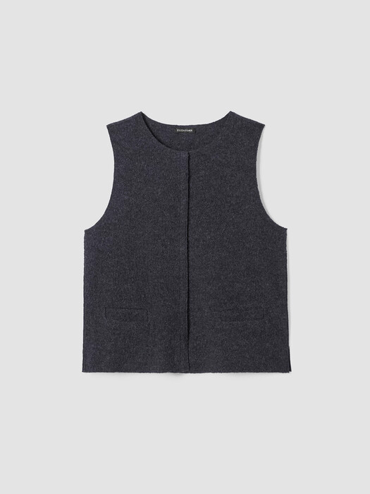 Lightweight Boiled Wool Round Neck Vest in Regenerative Wool