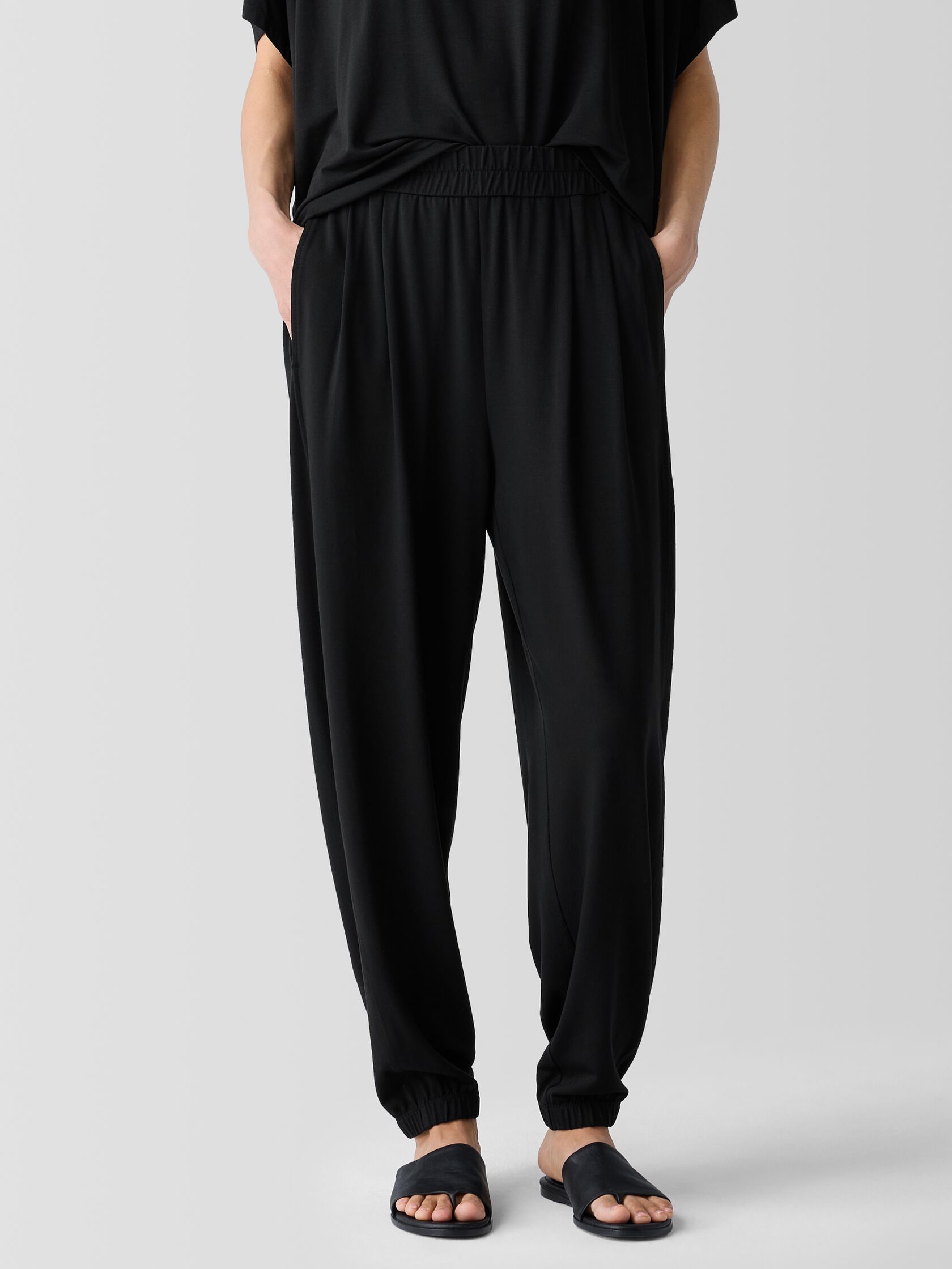 Stretch Jersey Knit Lantern Jogger Pant