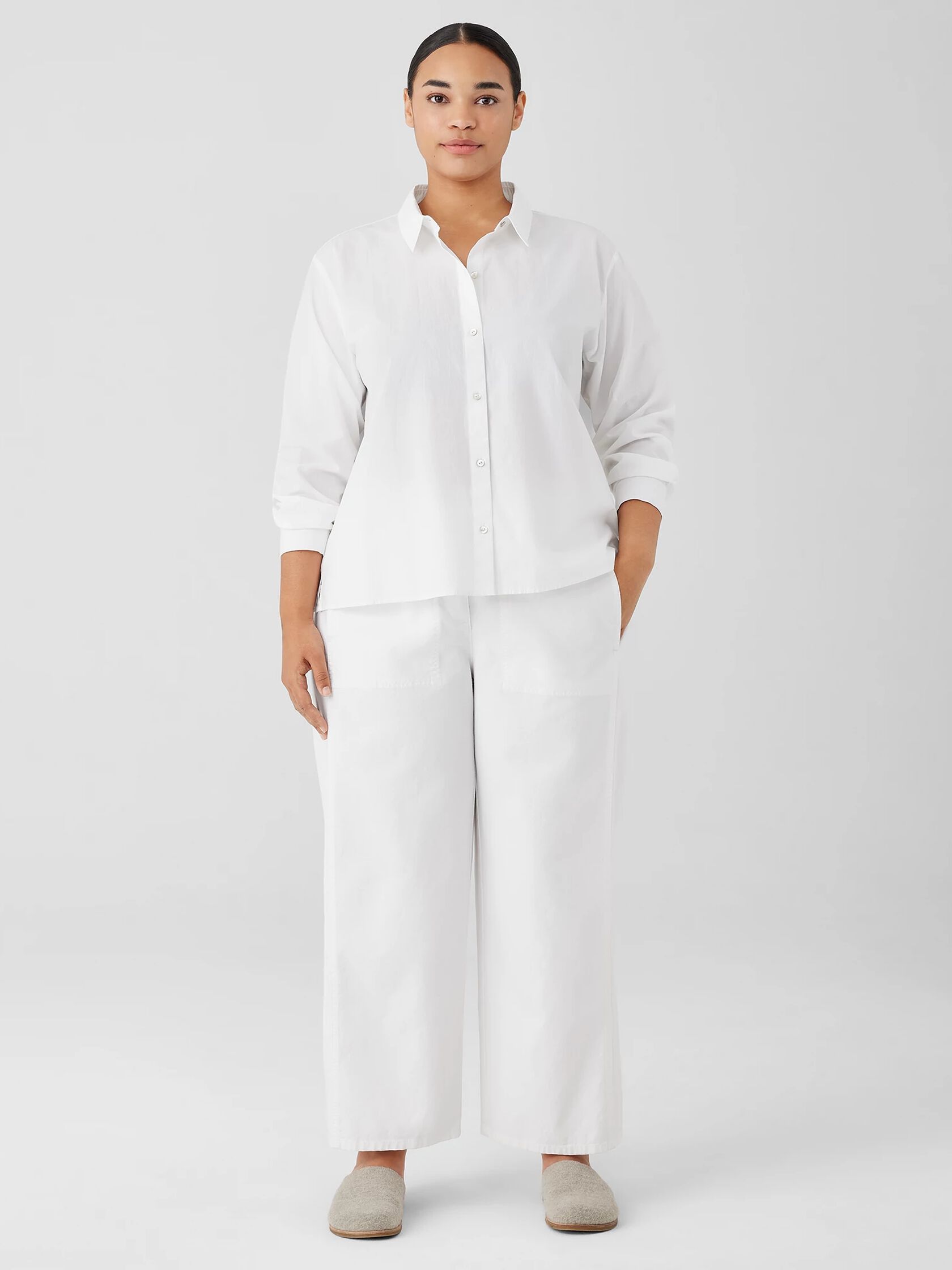 Cotton Hemp Stretch Wide-Leg Pant