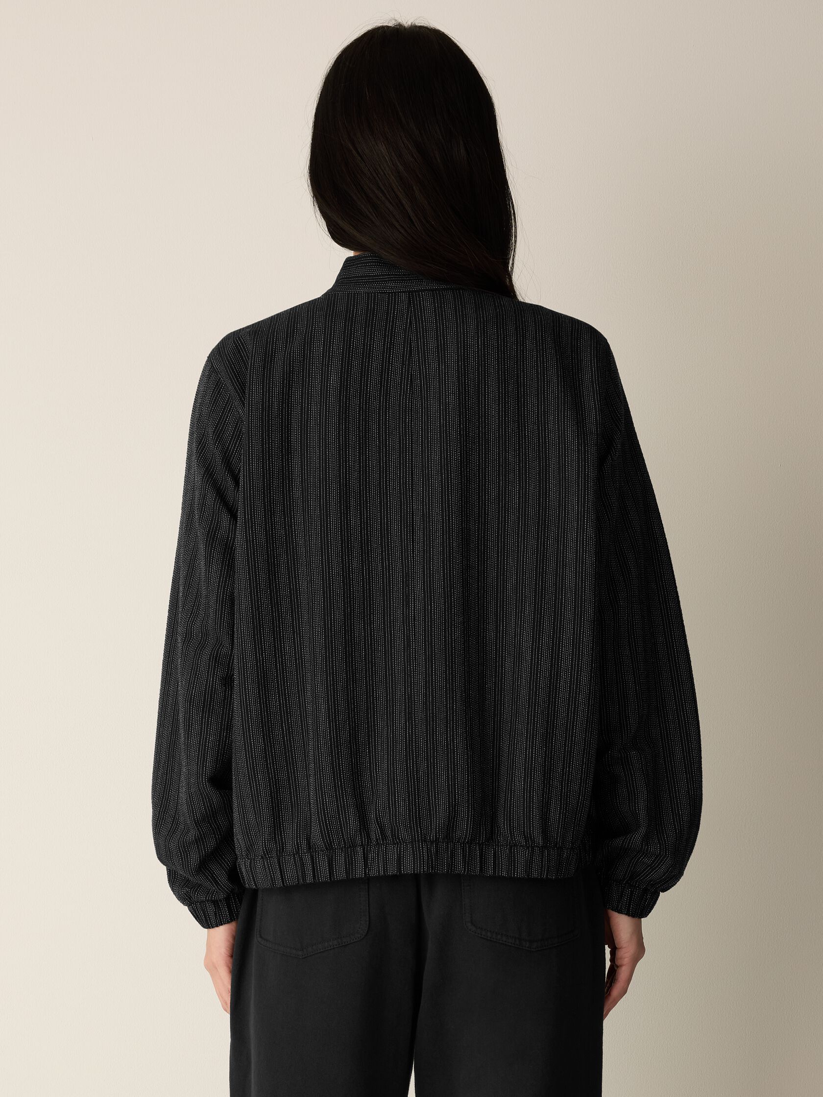 Cotton Blend Stripe Stitch Flight Jacket