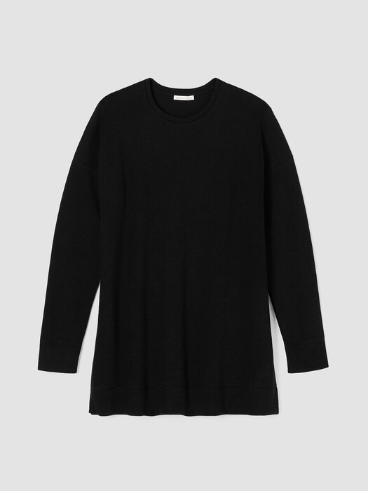Organic Cotton Slubby Rib Knit Crew Neck Top