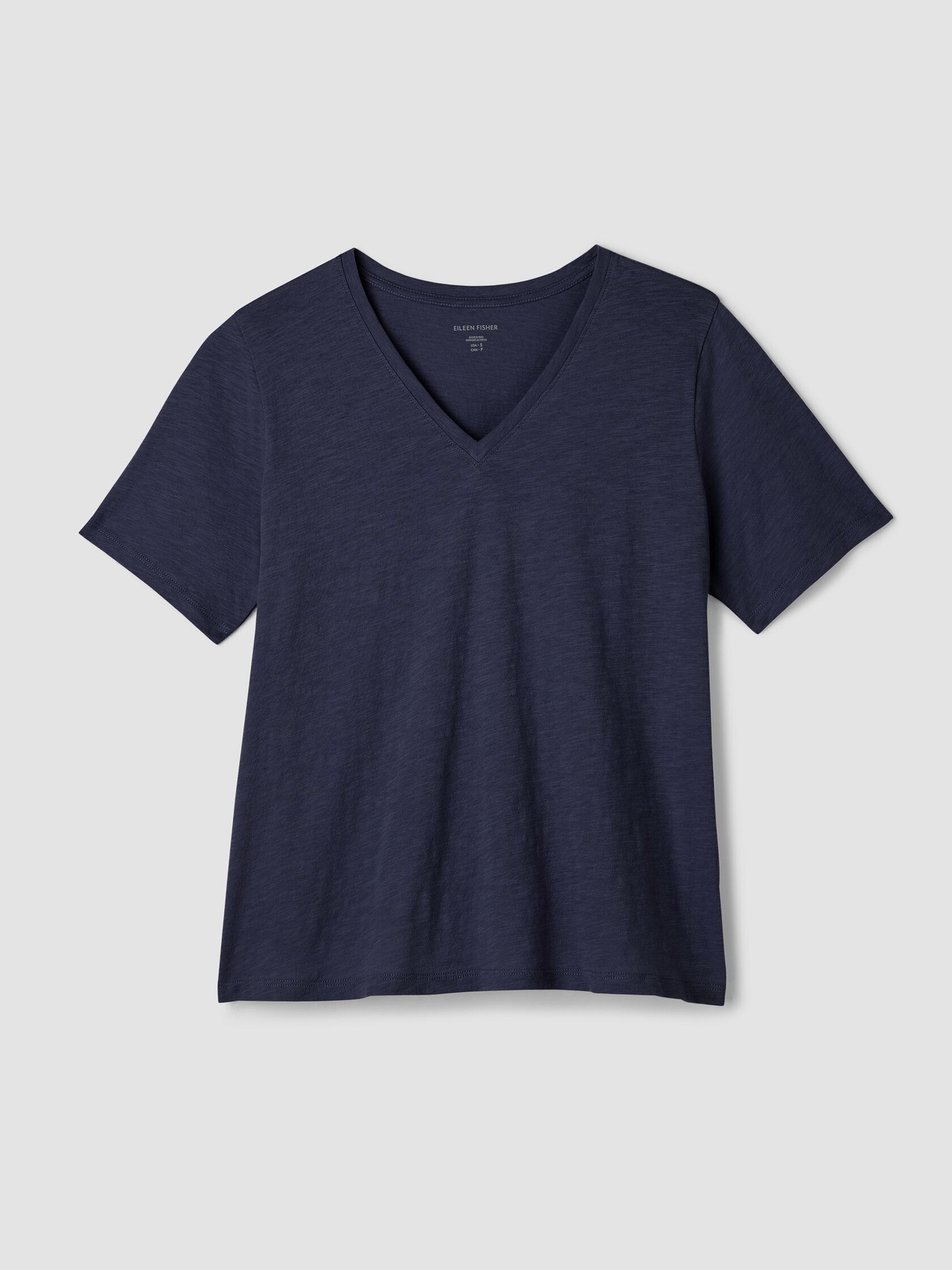 Organic Cotton Slubby Jersey V-Neck Tee