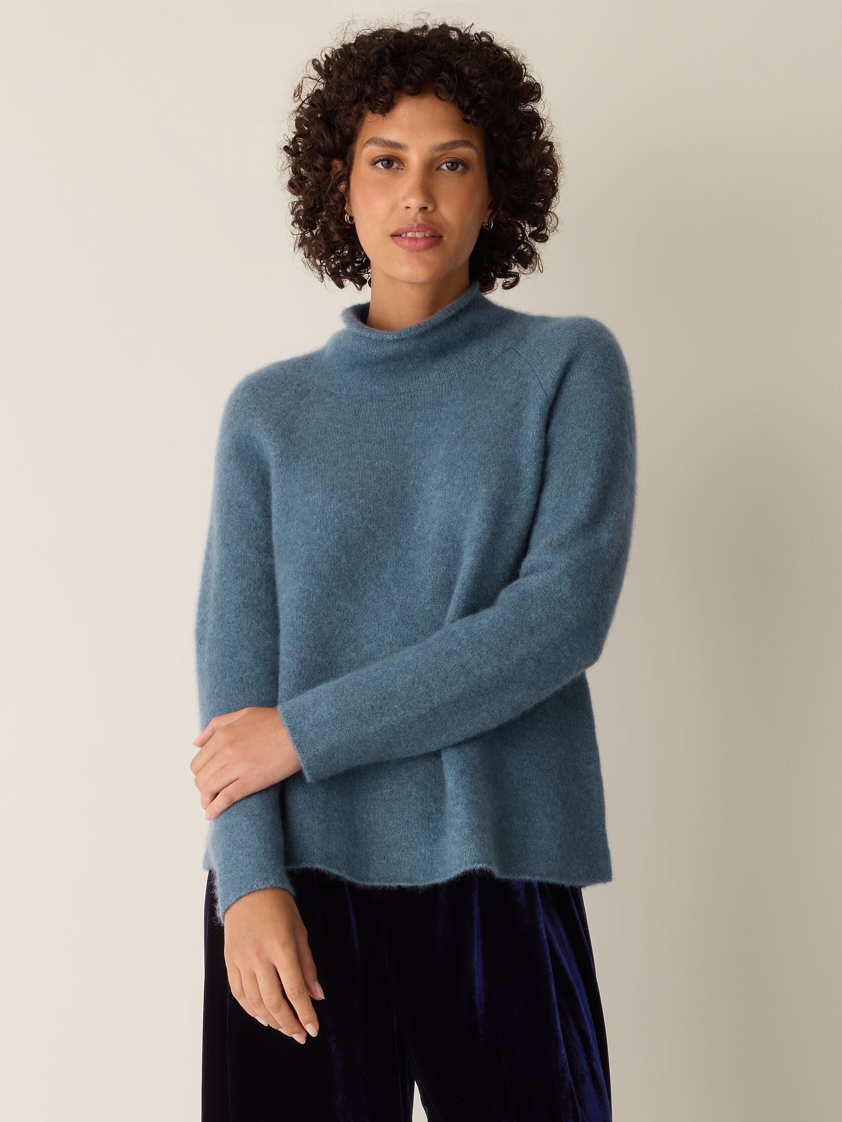 Cashmere Silk Boucle Bliss Turtleneck Top