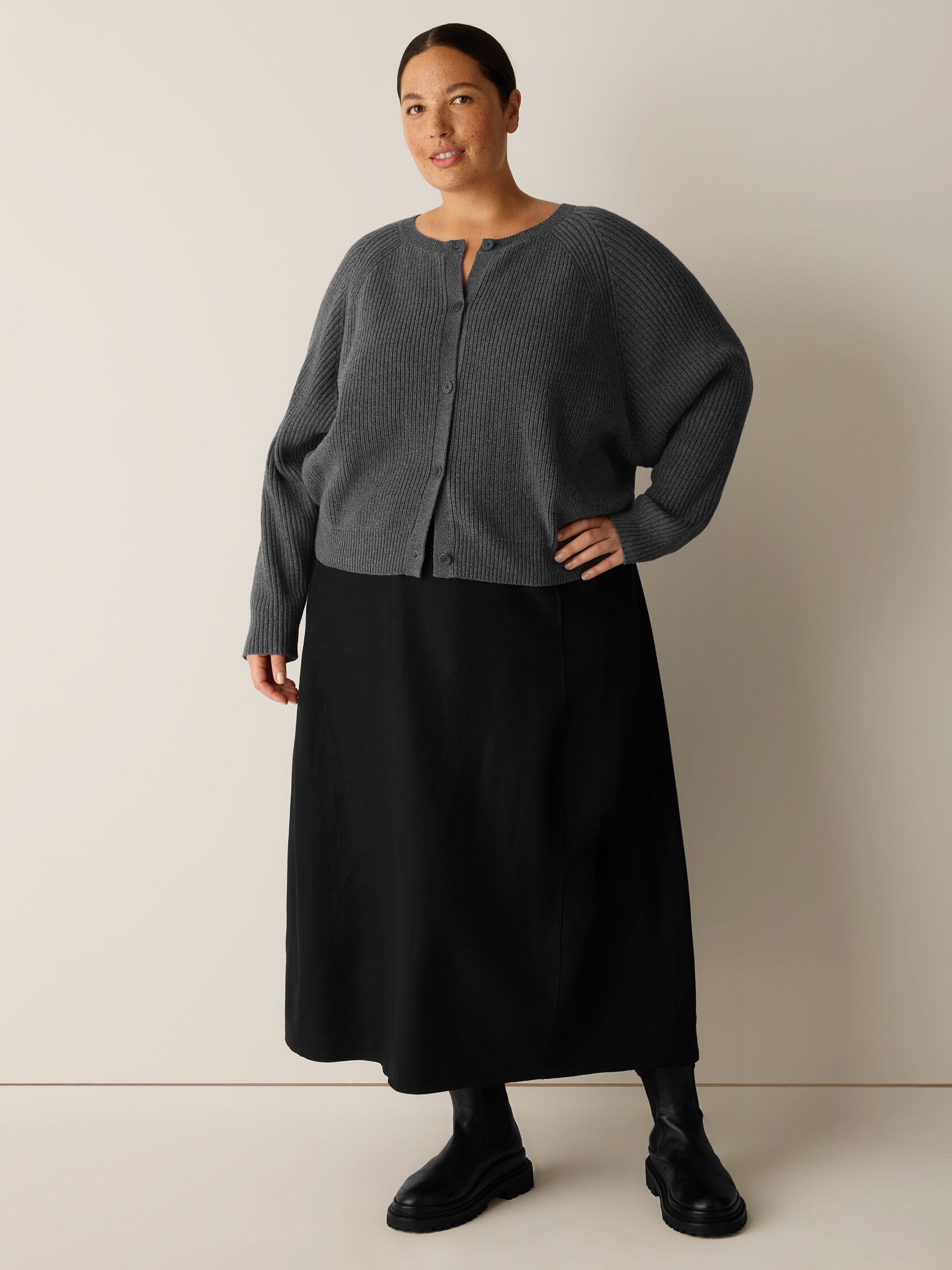 Cotton & Recycled Cashmere Crew Neck Cardigan